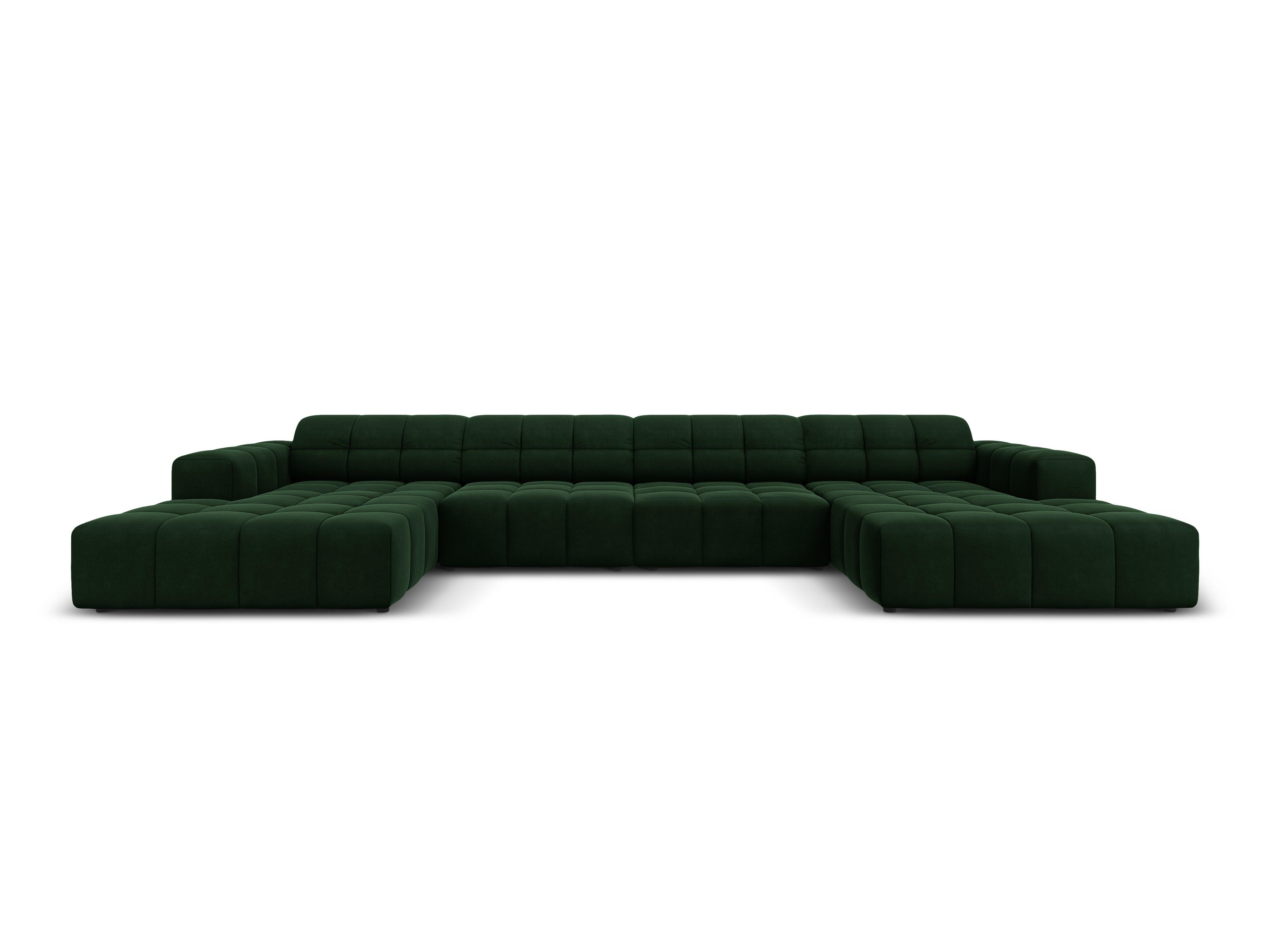 Sofa panoramiczna aksamitna 6-osobowa CHICAGO butelkowa zieleń Cosmopolitan Design    Eye on Design