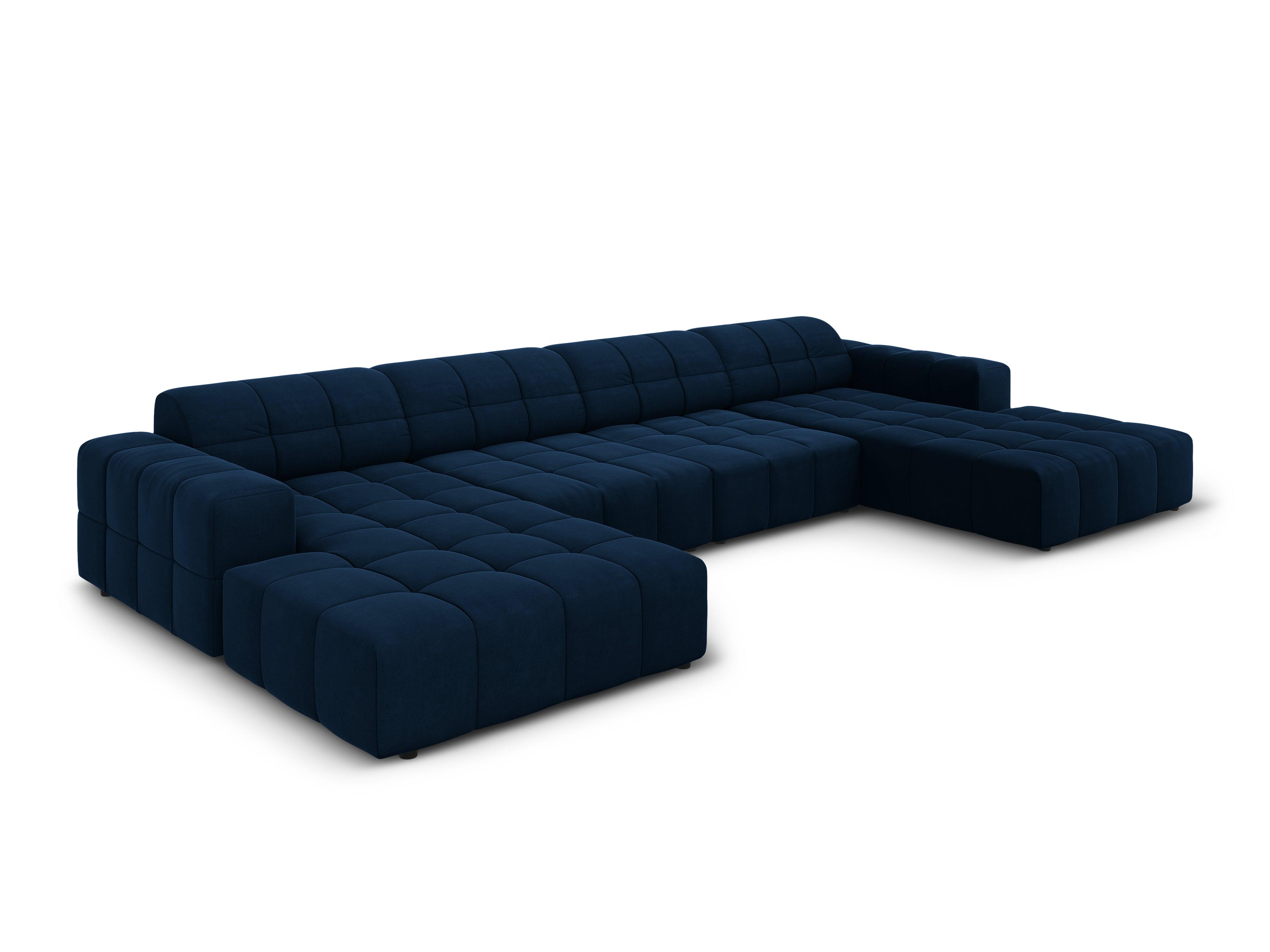 Sofa panoramiczna aksamitna 6-osobowa CHICAGO granat królewski Cosmopolitan Design    Eye on Design