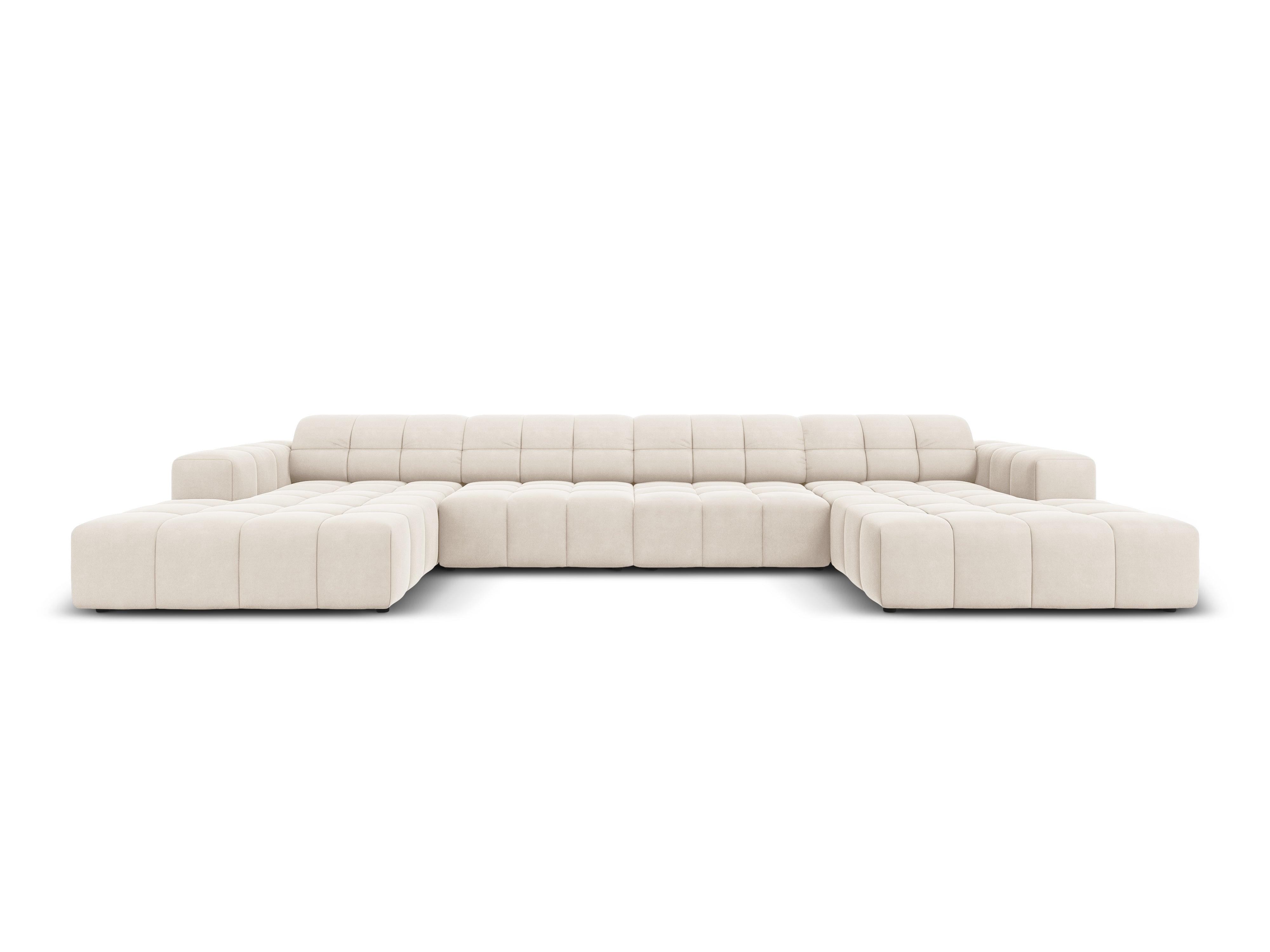 Sofa panoramiczna aksamitna 6-osobowa CHICAGO jasnobeżowy Cosmopolitan Design    Eye on Design