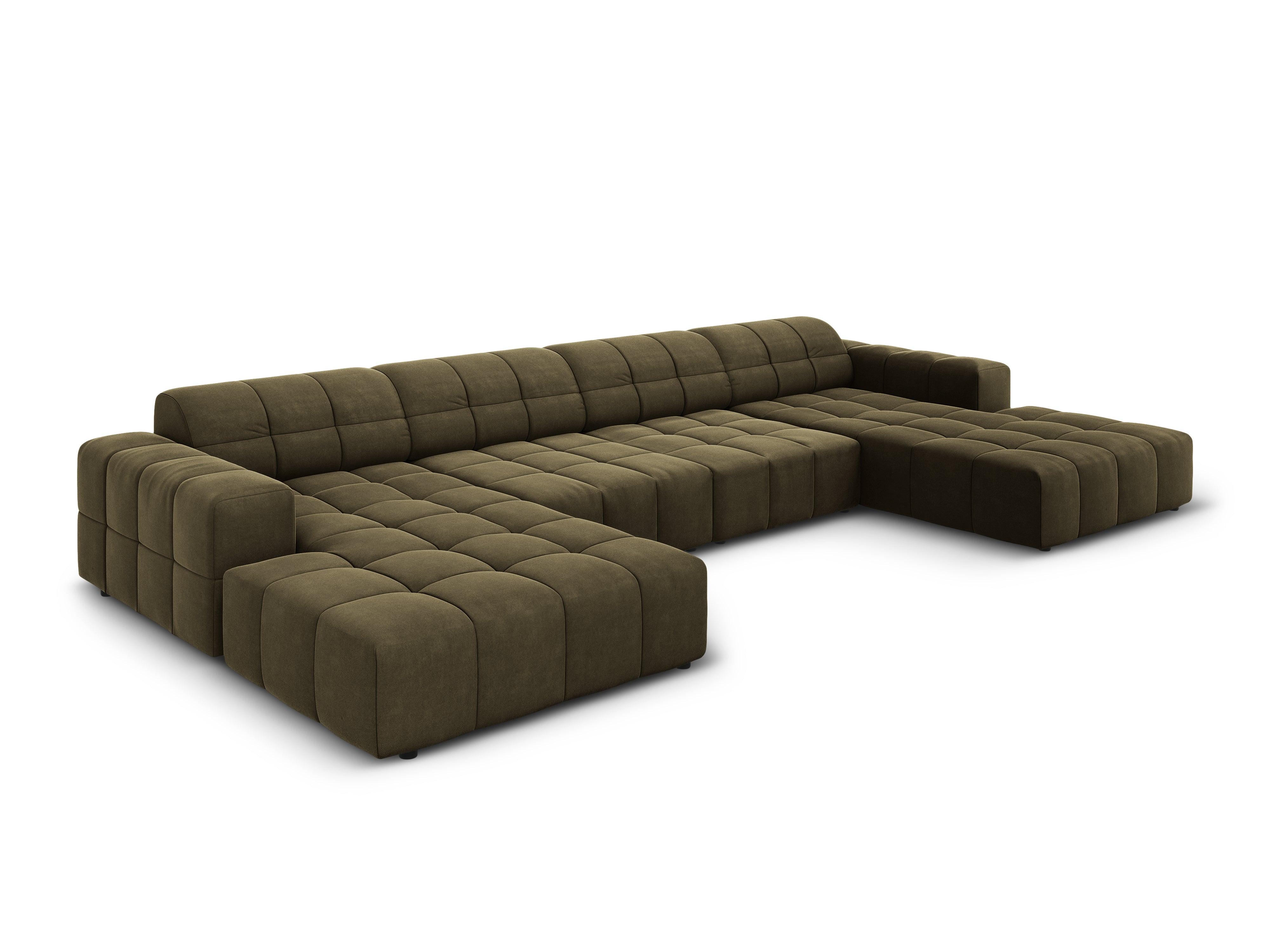 Sofa panoramiczna aksamitna 6-osobowa CHICAGO oliwkowy Cosmopolitan Design    Eye on Design