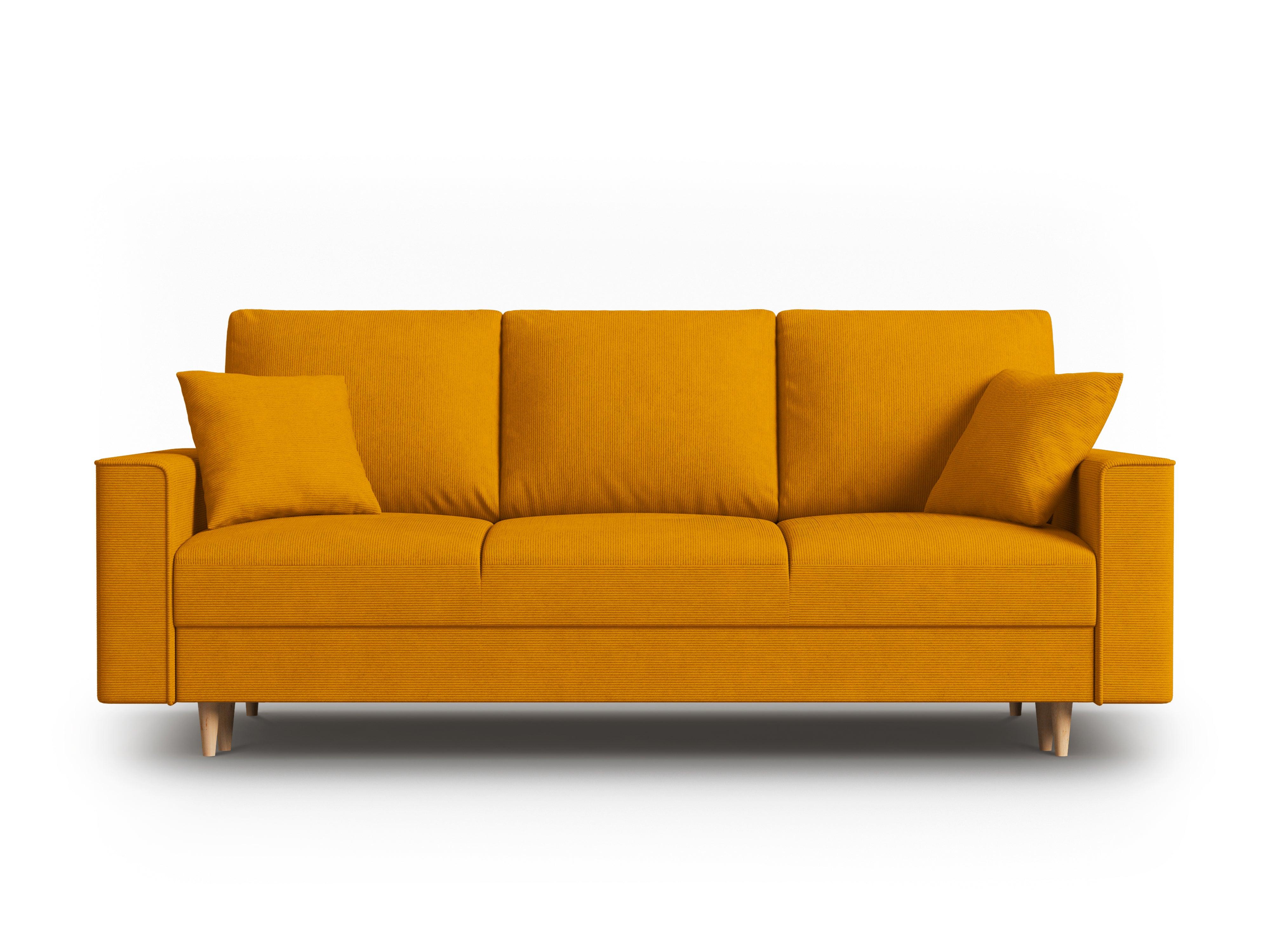 Sofa sztruksowa z funkcją spania CARTADERA musztardowy Mazzini Sofas    Eye on Design