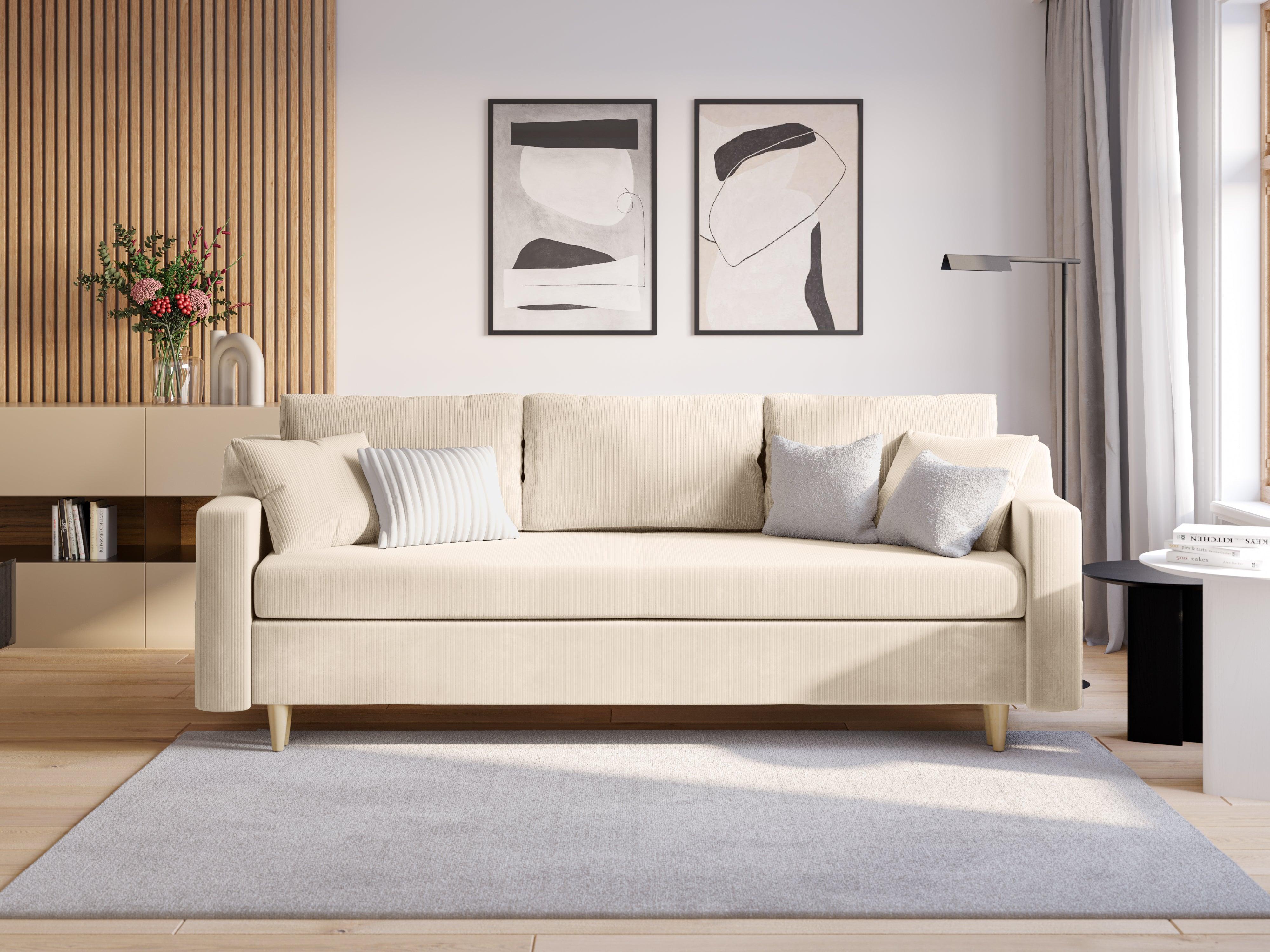 Sofa sztruksowa z funkcją spania ROSE beżowy Mazzini Sofas    Eye on Design