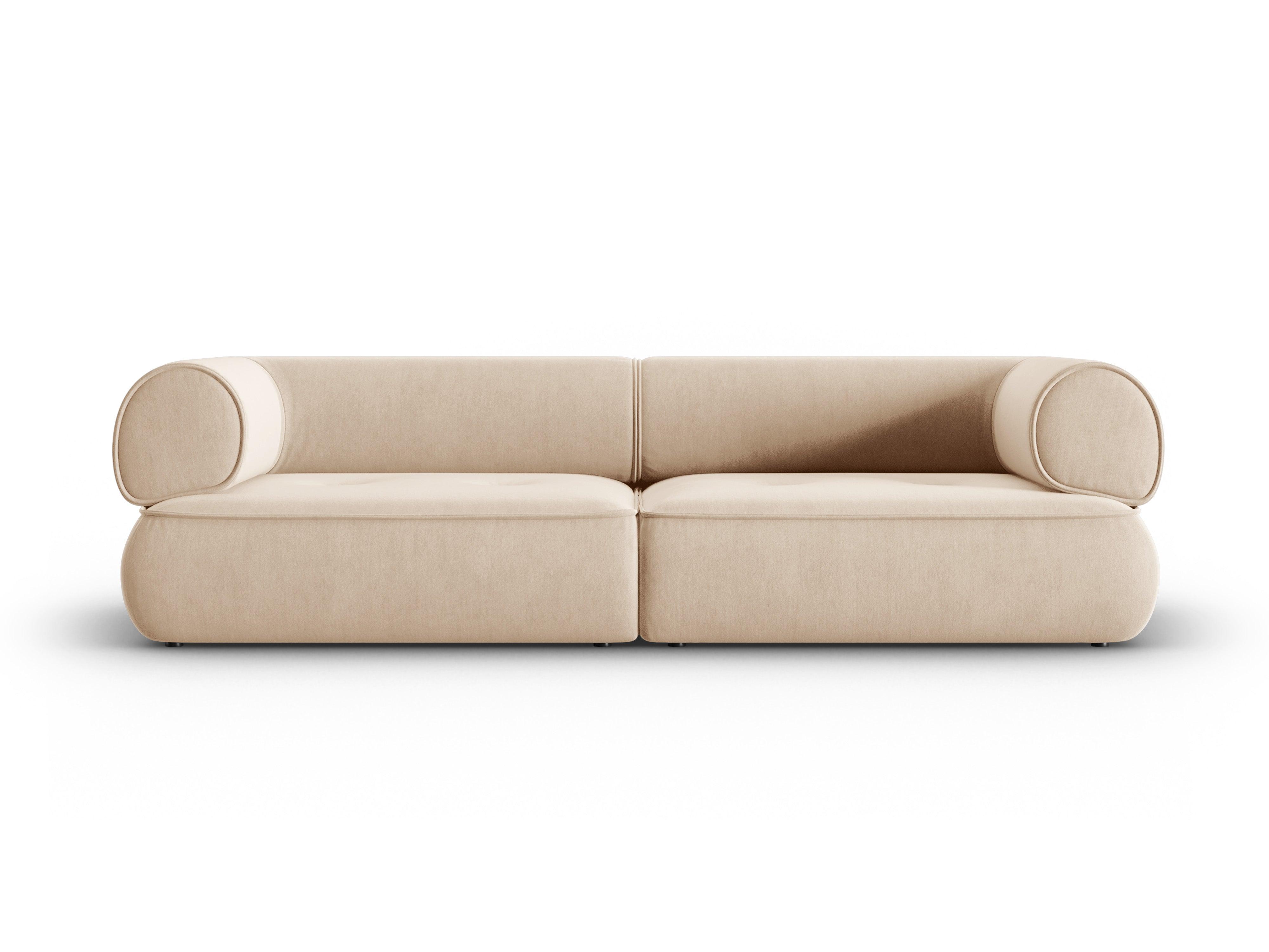 Sofa w tkaninie szenilowej 3-osobowa LILY beżowy Maison Heritage    Eye on Design