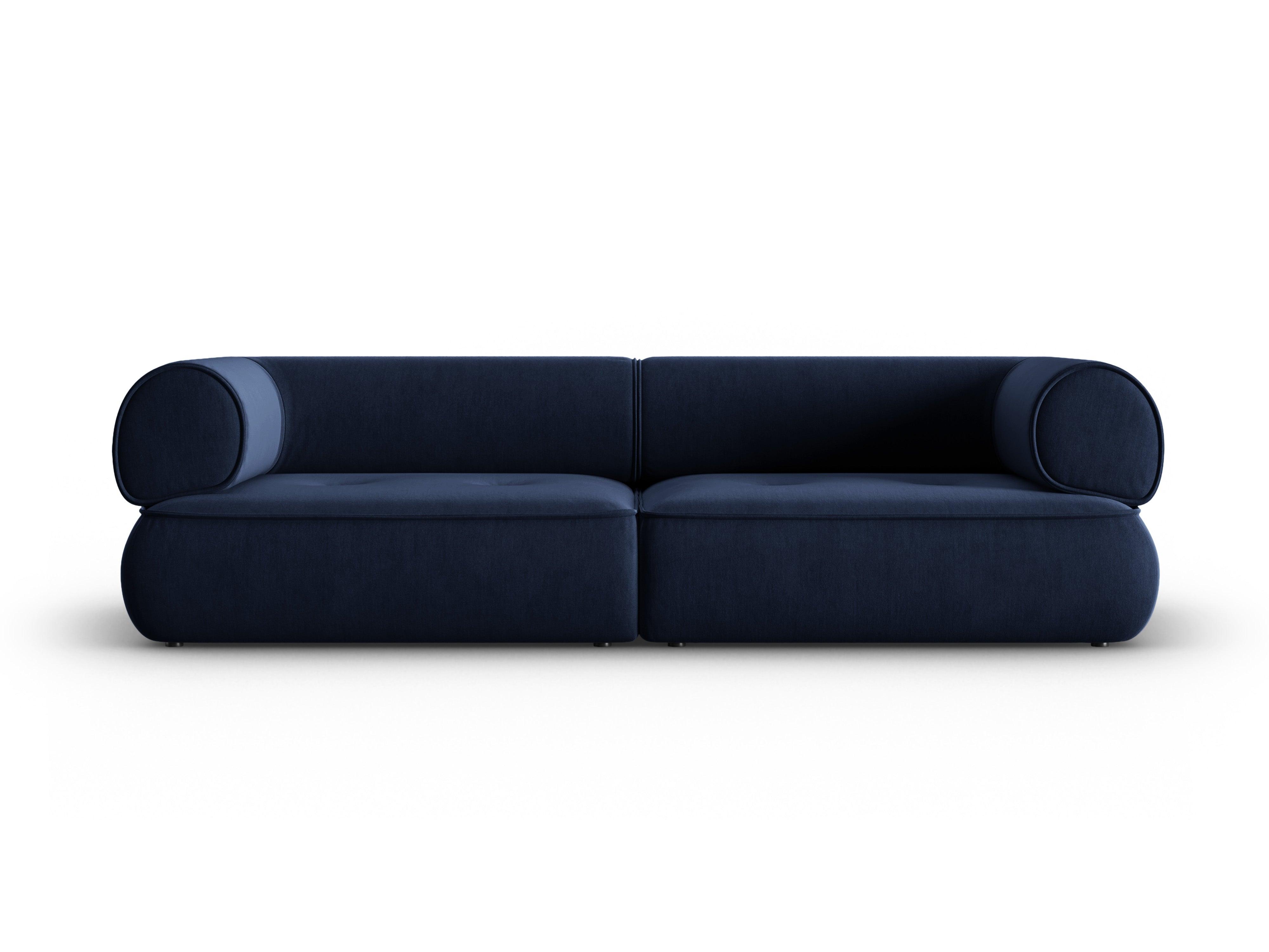 Sofa w tkaninie szenilowej 3-osobowa LILY ciemnoniebieski Maison Heritage    Eye on Design