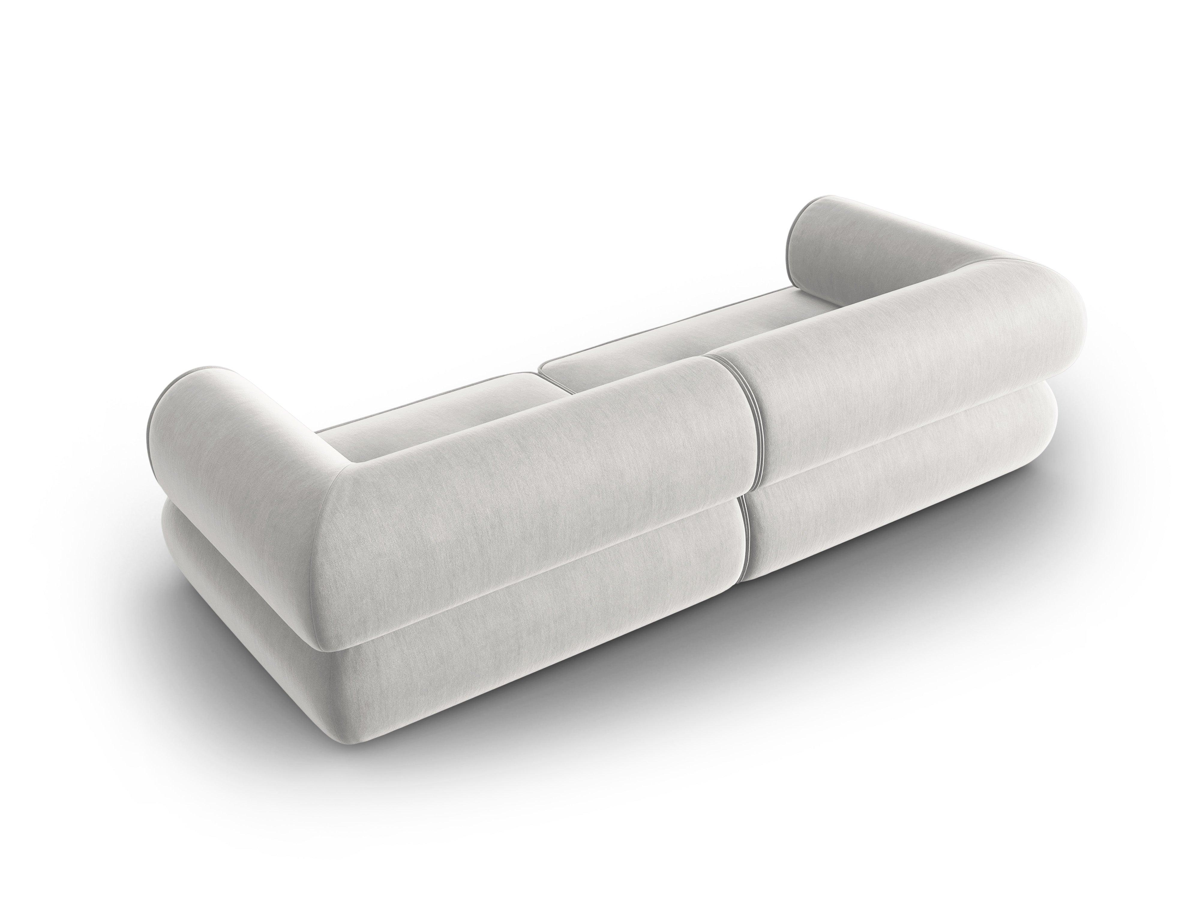 Sofa w tkaninie szenilowej 3-osobowa LILY srebrny Maison Heritage    Eye on Design