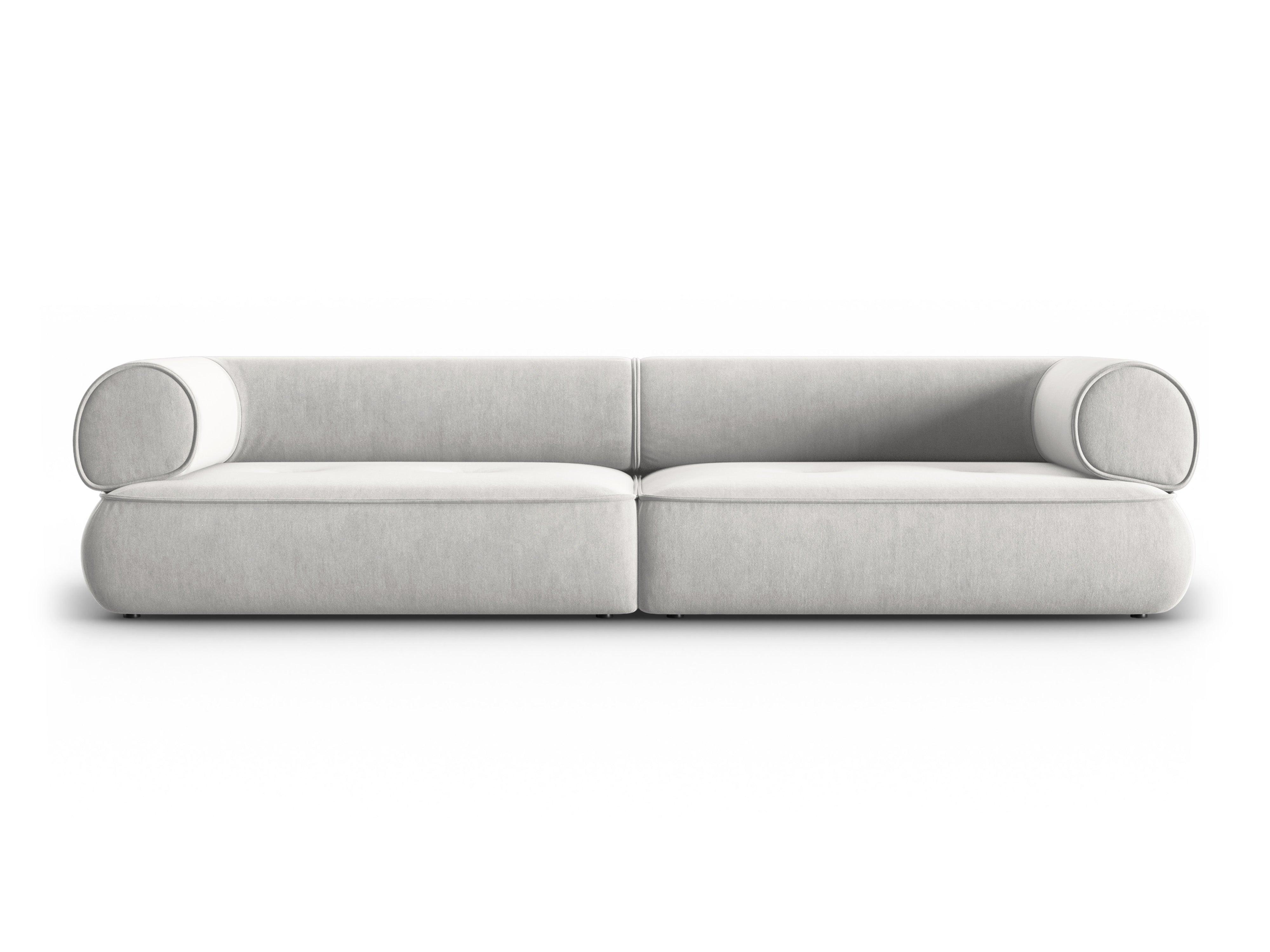 Sofa w tkaninie szenilowej 4-osobowa LILY srebrny Maison Heritage    Eye on Design