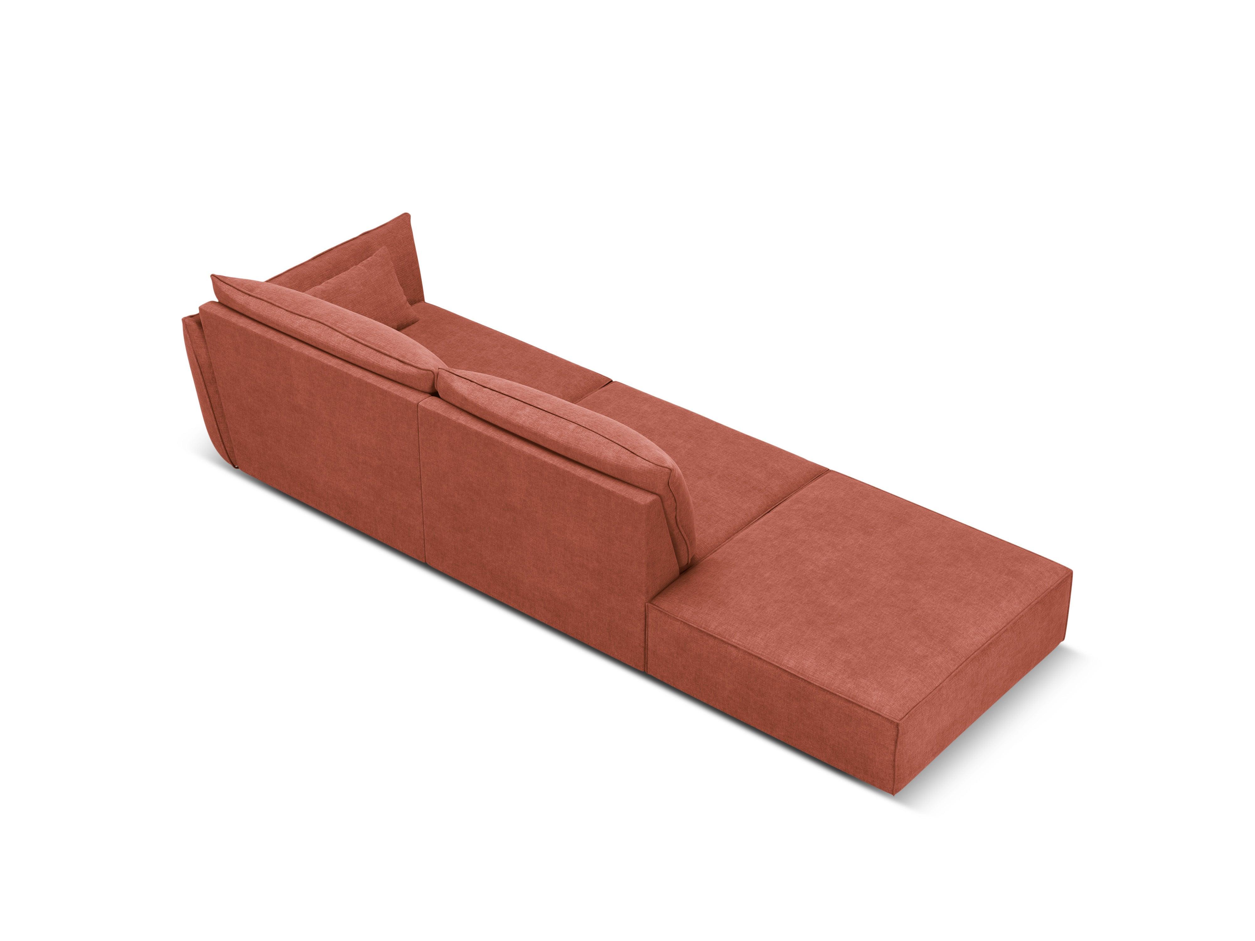 Sofa w tkaninie szenilowej lewostronna otwarta VANDA terracotta Mazzini Sofas    Eye on Design