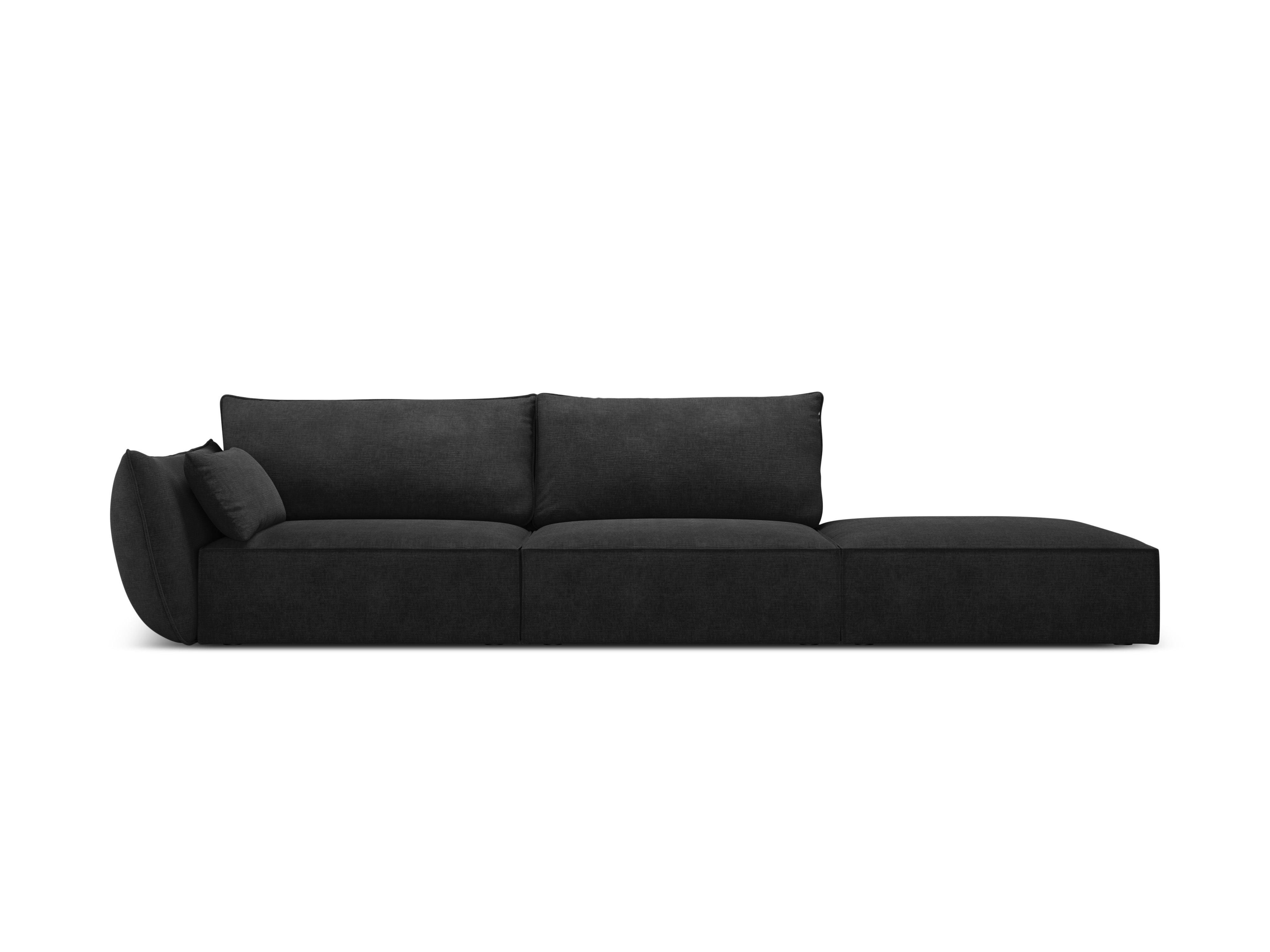 Sofa w tkaninie szenilowej prawostronna otwarta VANDA czarny Mazzini Sofas    Eye on Design