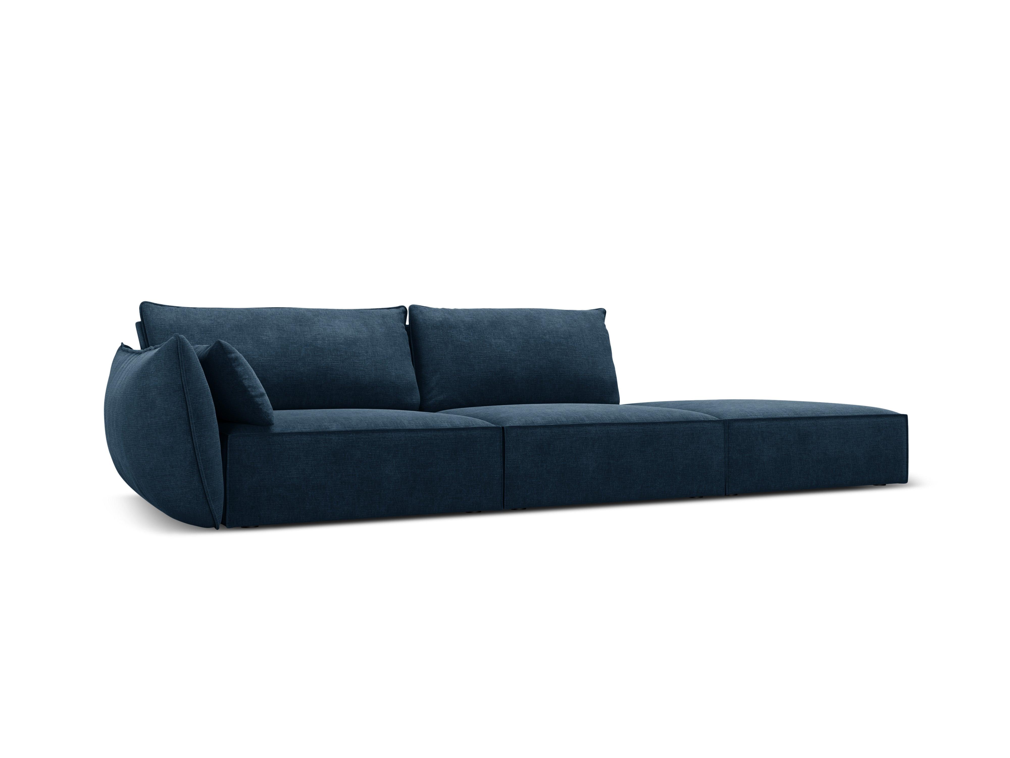 Sofa w tkaninie szenilowej prawostronna otwarta VANDA granat królewski Mazzini Sofas    Eye on Design