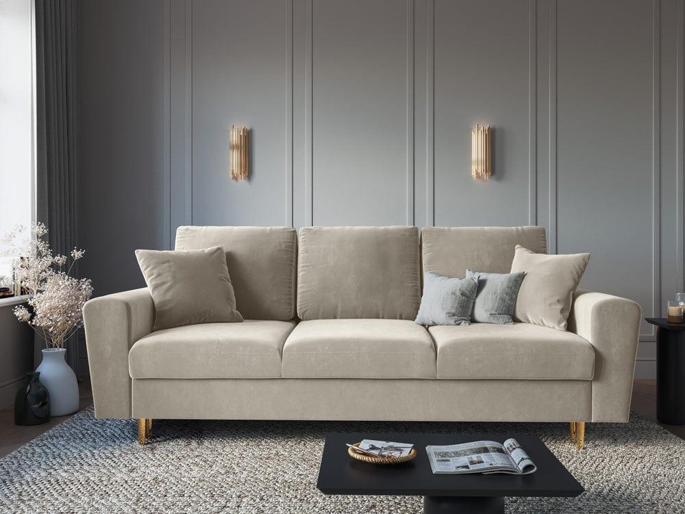 Sofa z funkcją spania KYOTO beżowy ze złotą podstawą Cosmopolitan Design    Eye on Design