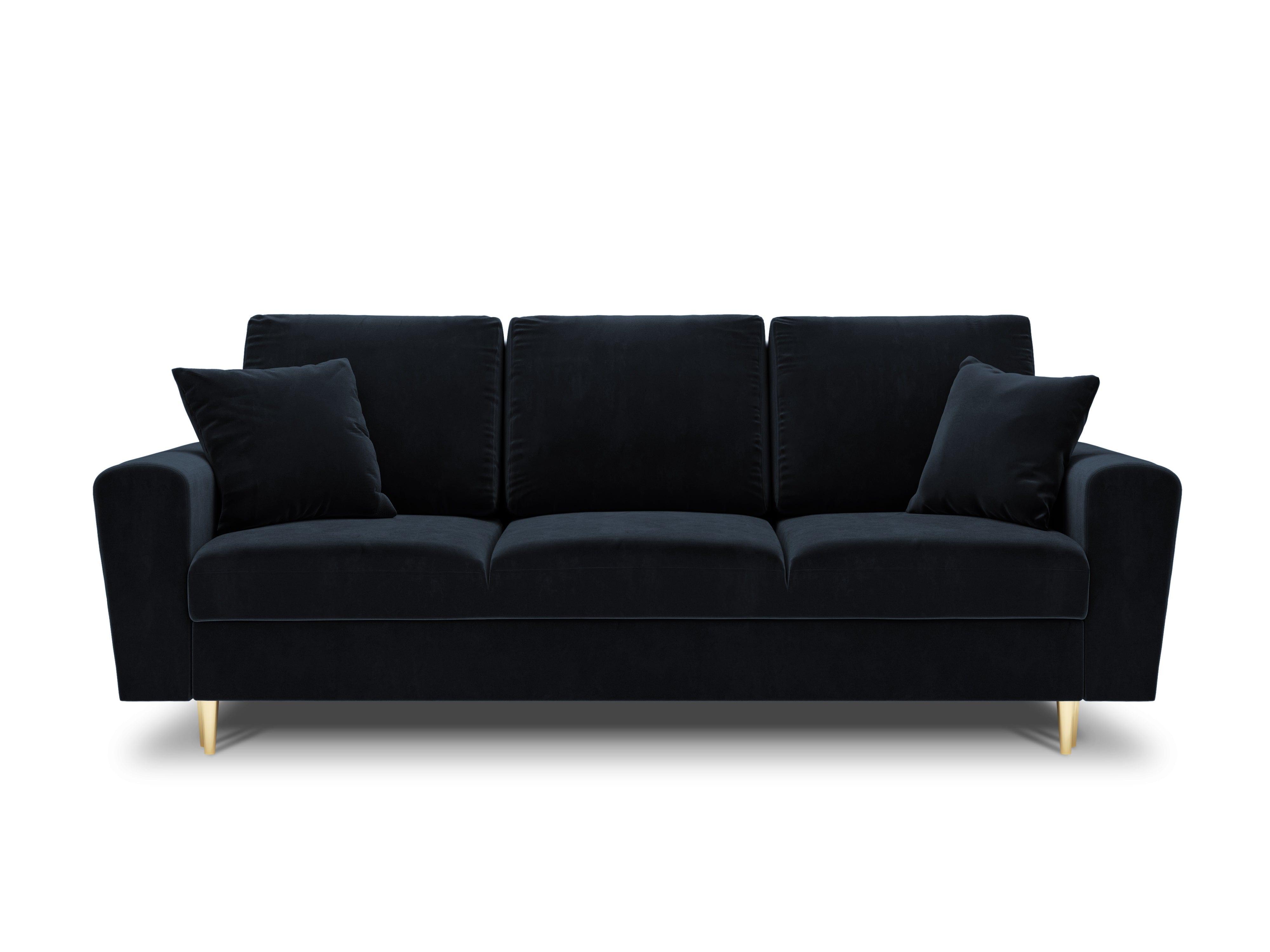 Sofa z funkcją spania KYOTO ciemnoniebieski ze złotą podstawą Cosmopolitan Design    Eye on Design