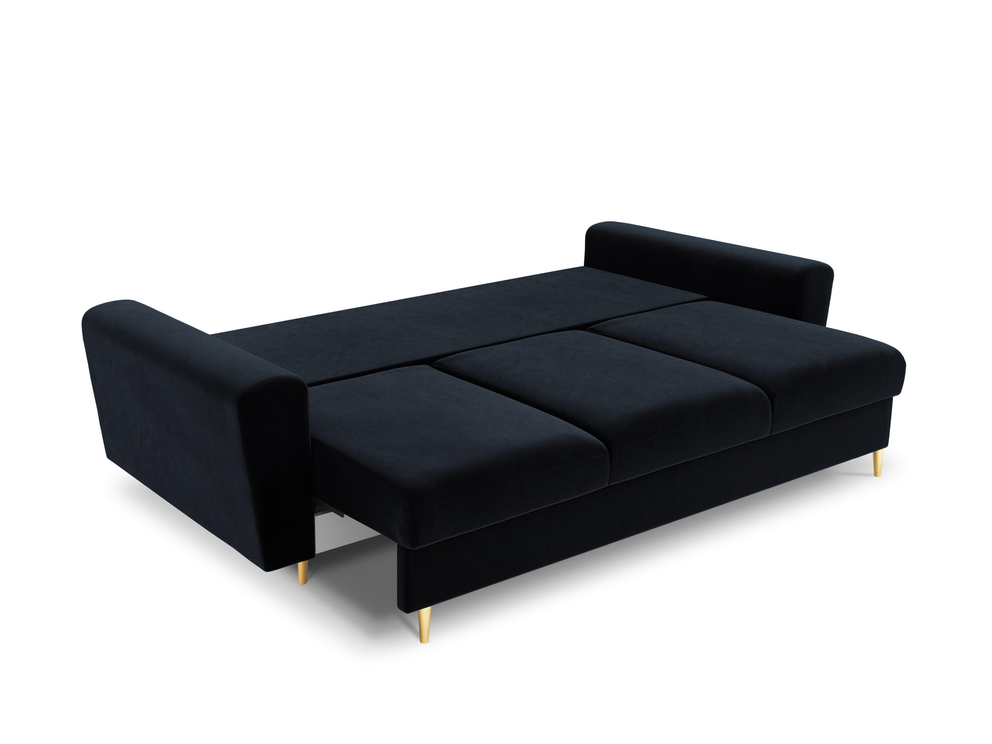 Sofa z funkcją spania KYOTO ciemnoniebieski ze złotą podstawą Cosmopolitan Design    Eye on Design