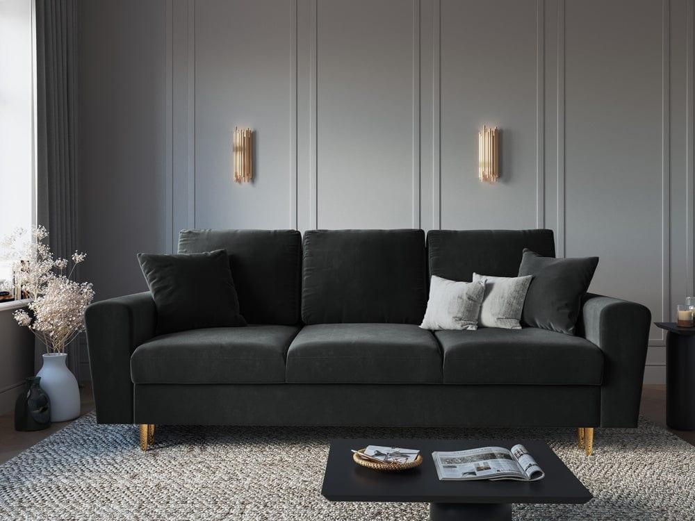 Sofa z funkcją spania KYOTO ciemnoszary ze złotą podstawą Cosmopolitan Design    Eye on Design