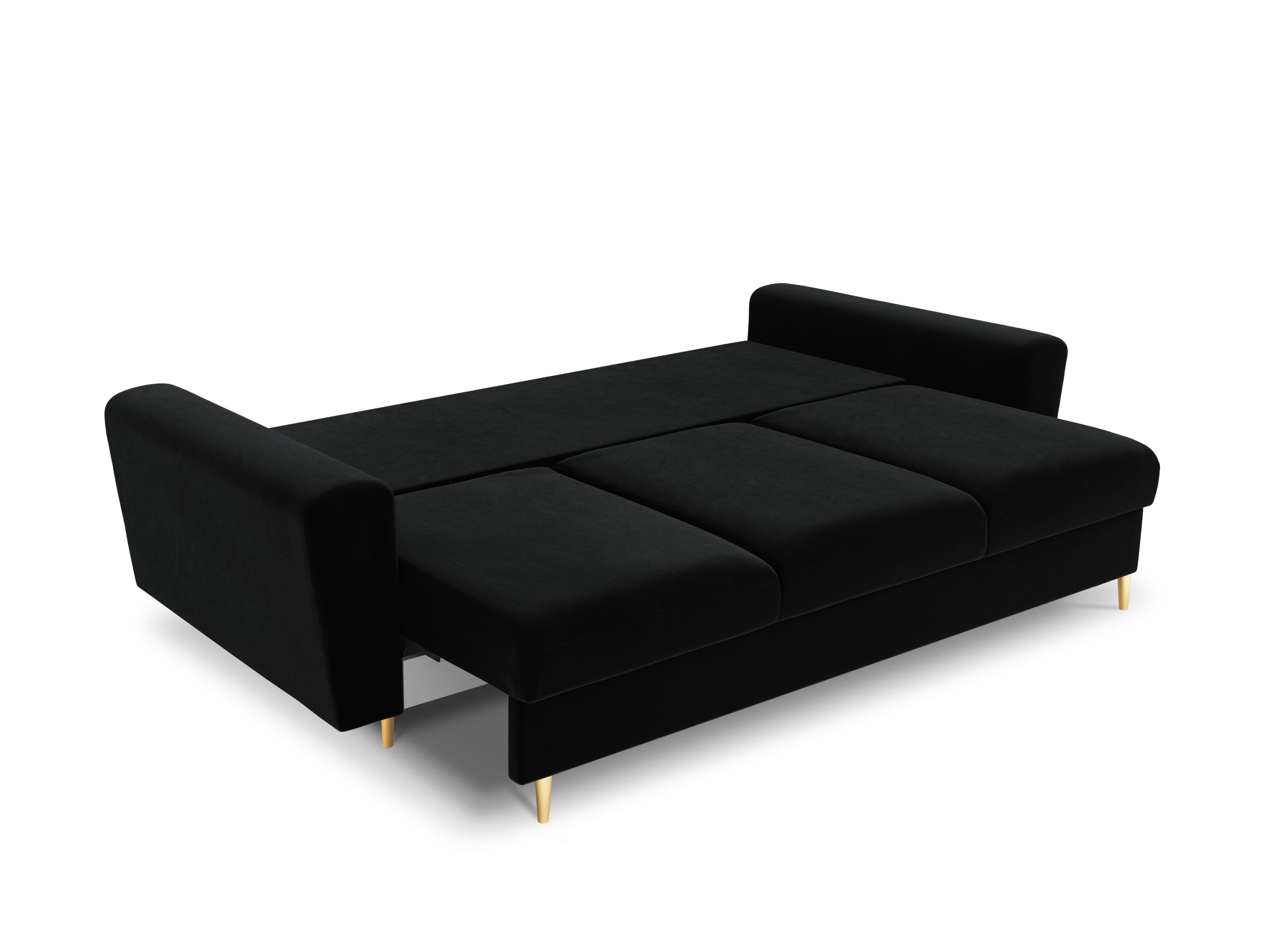 Sofa z funkcją spania KYOTO czarny ze złotą podstawą Cosmopolitan Design    Eye on Design