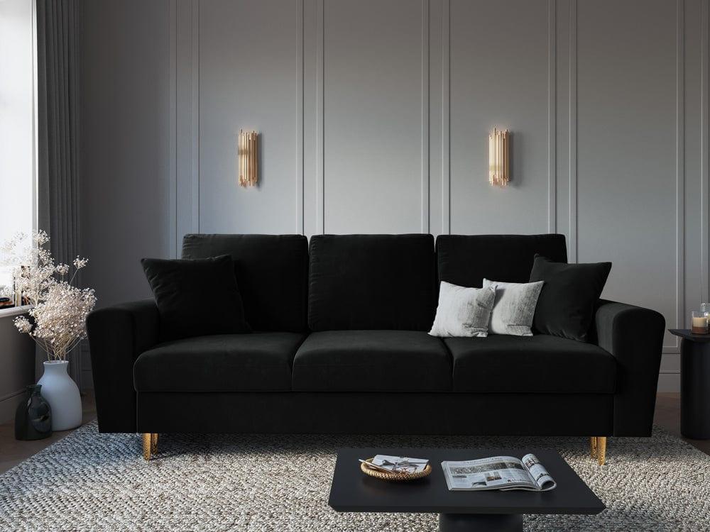 Sofa z funkcją spania KYOTO czarny ze złotą podstawą Cosmopolitan Design    Eye on Design