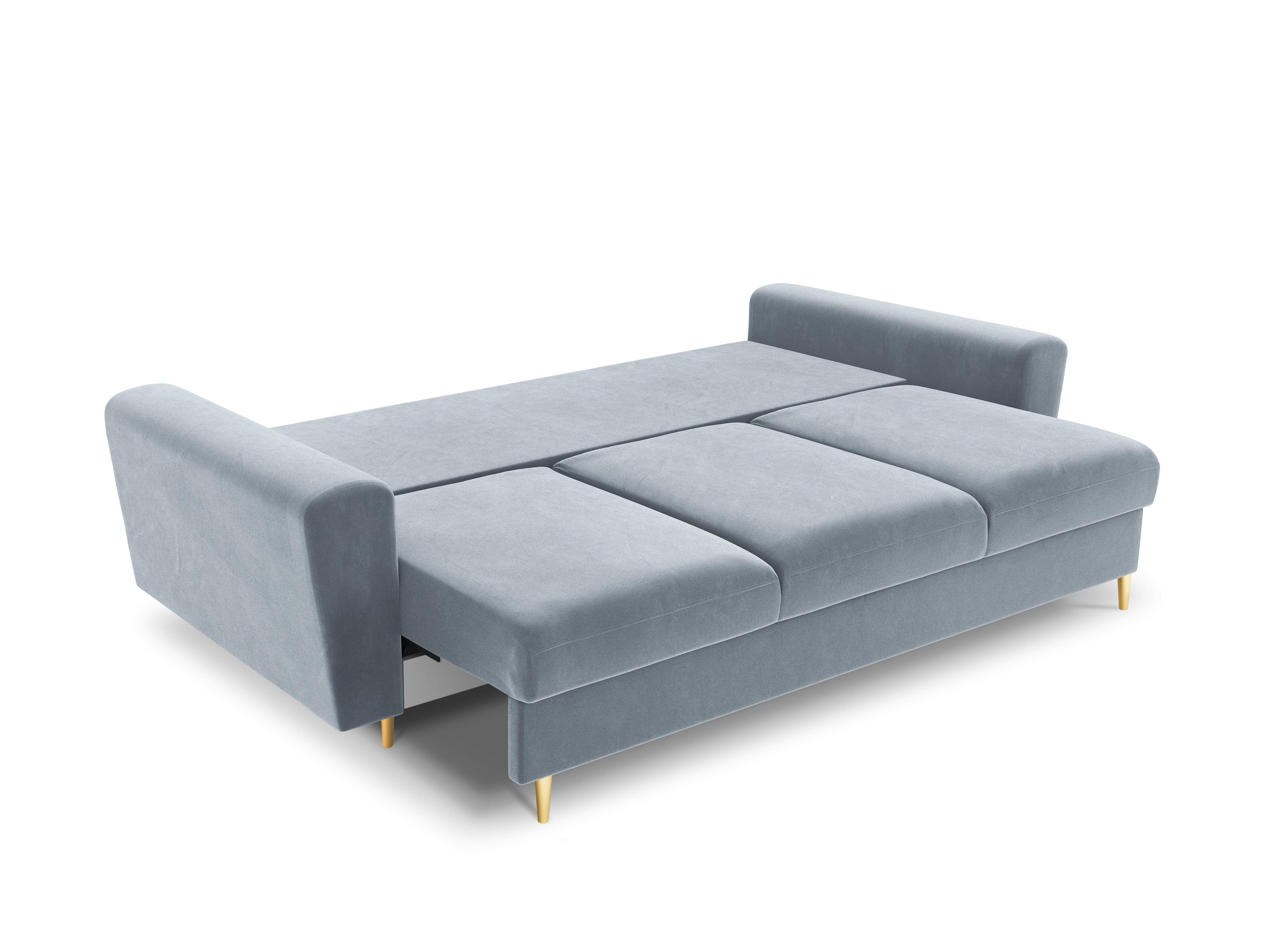 Sofa z funkcją spania KYOTO jasnoniebieski ze złotą podstawą Cosmopolitan Design    Eye on Design