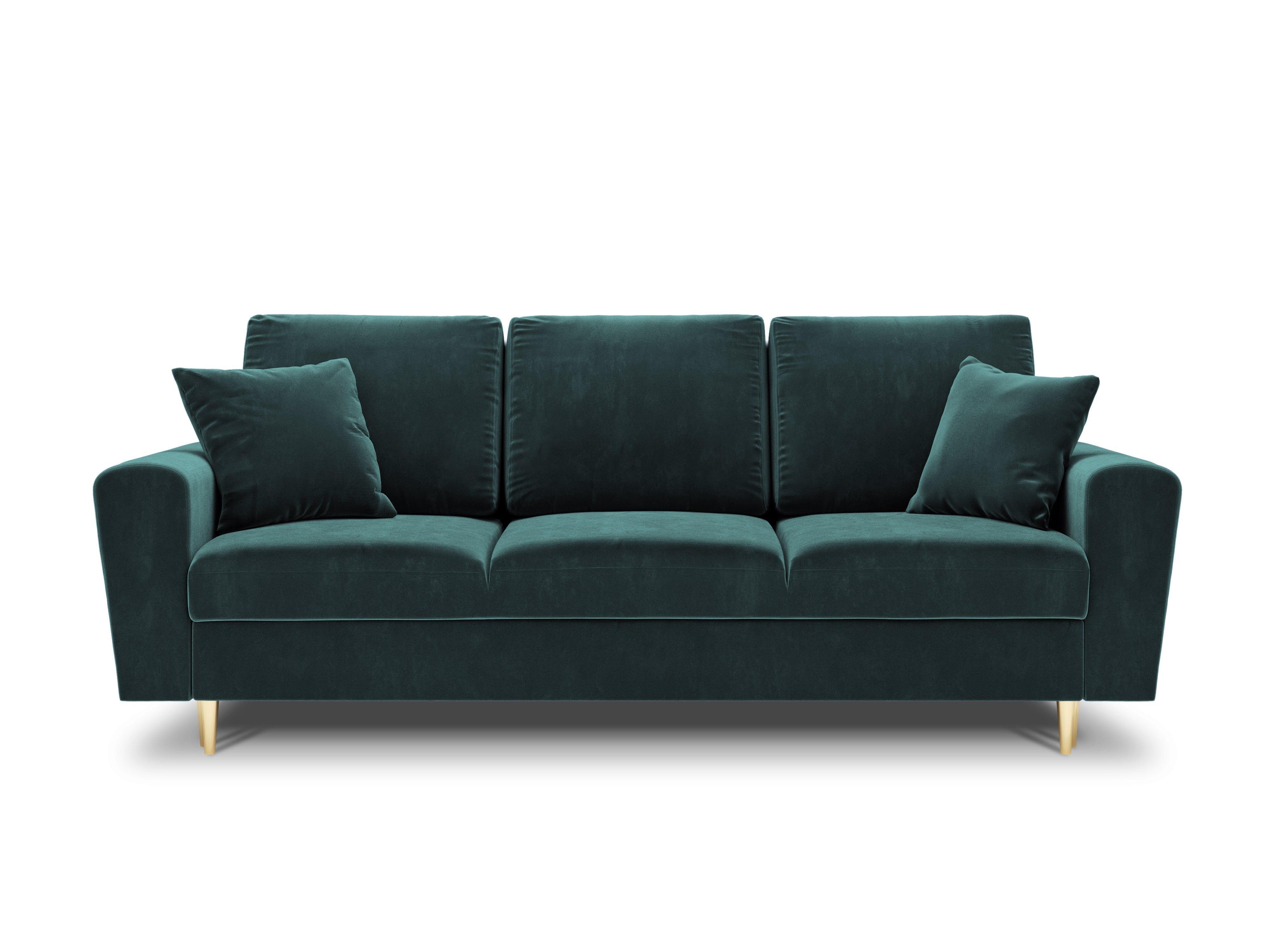 Sofa z funkcją spania KYOTO petrol ze złotą podstawą Cosmopolitan Design    Eye on Design