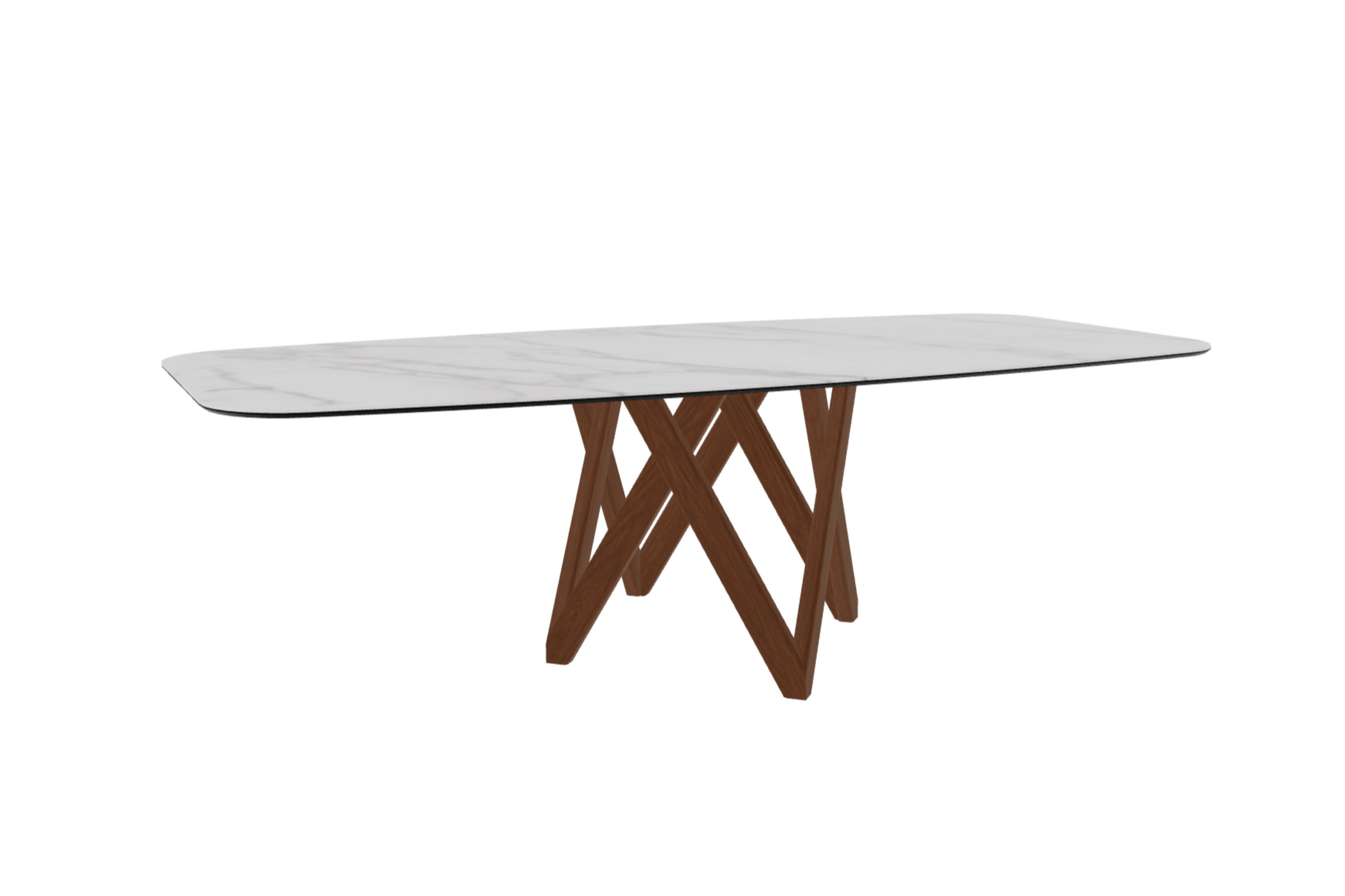 Stół CARTESIO kremowy marmur z drewnianą podstawą Calligaris 250 cm orzechowy  Eye on Design