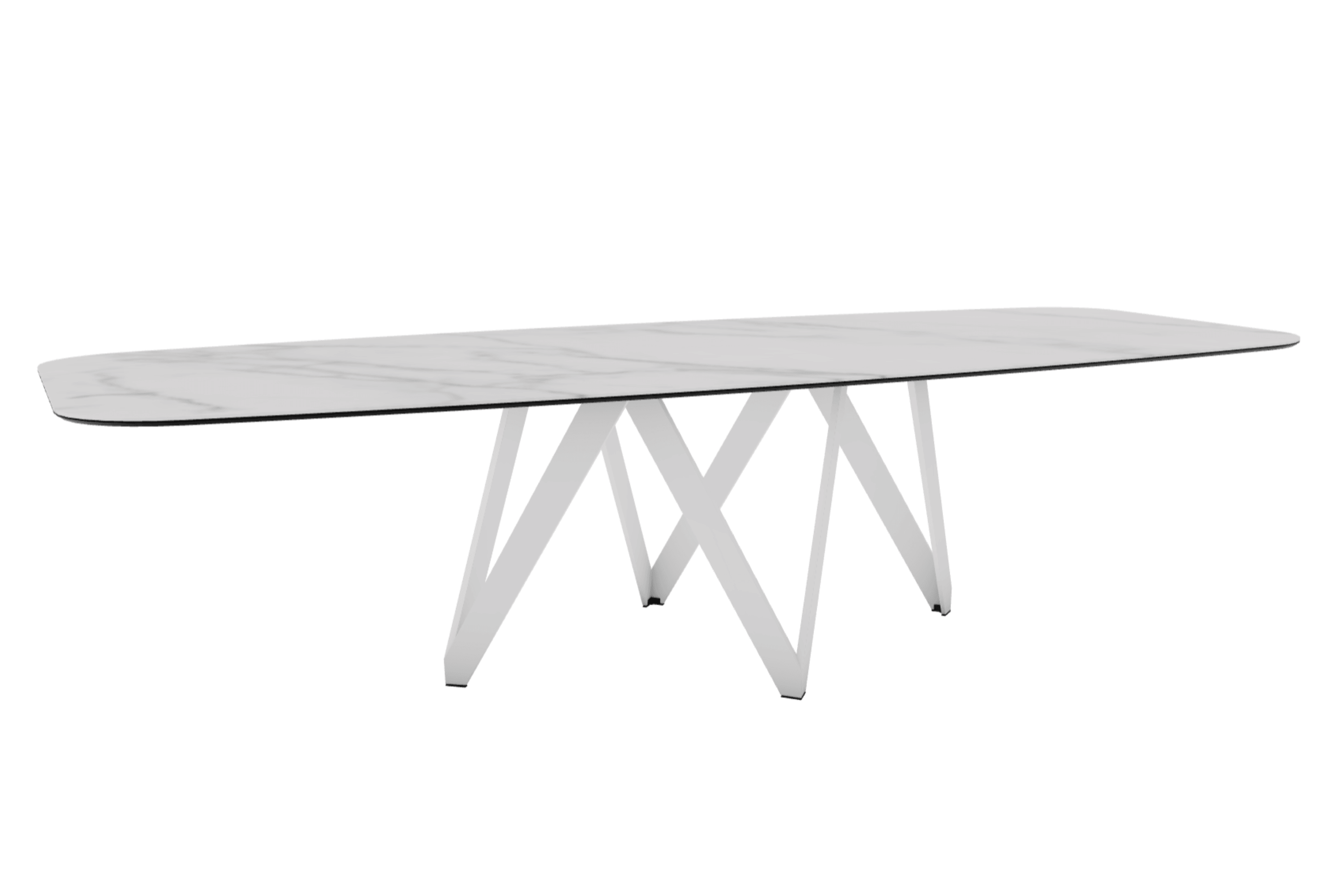 Stół CARTESIO kremowy marmur z metalową podstawą Calligaris 300 cm matowa biel  Eye on Design