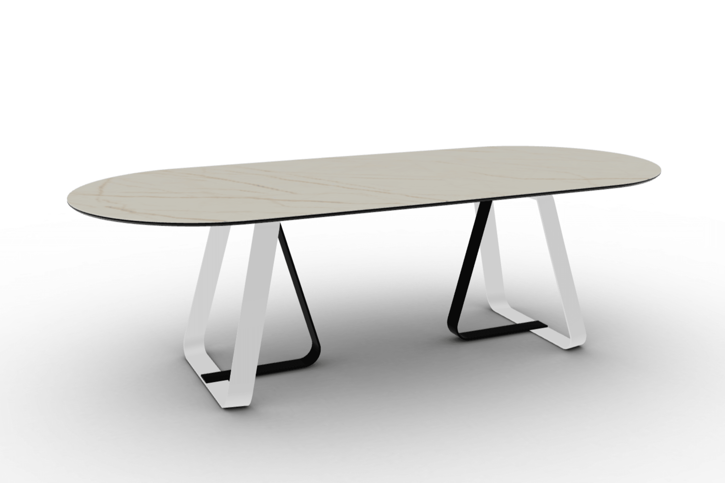 Stół SUNSHINE złoty marmur Calligaris 250 cm matowa biel matowa czerń Eye on Design