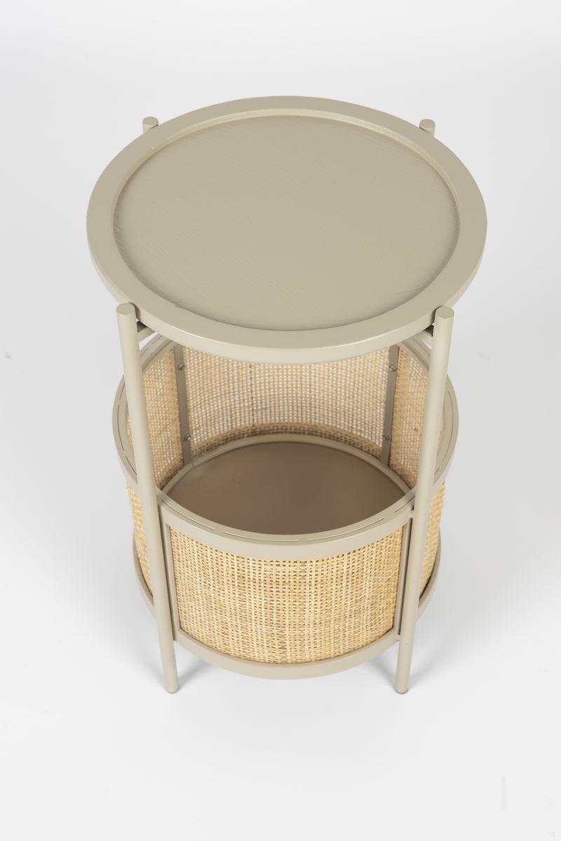 Stolik boczny MAKOTO piaskowy z rattanem White Label Living    Eye on Design