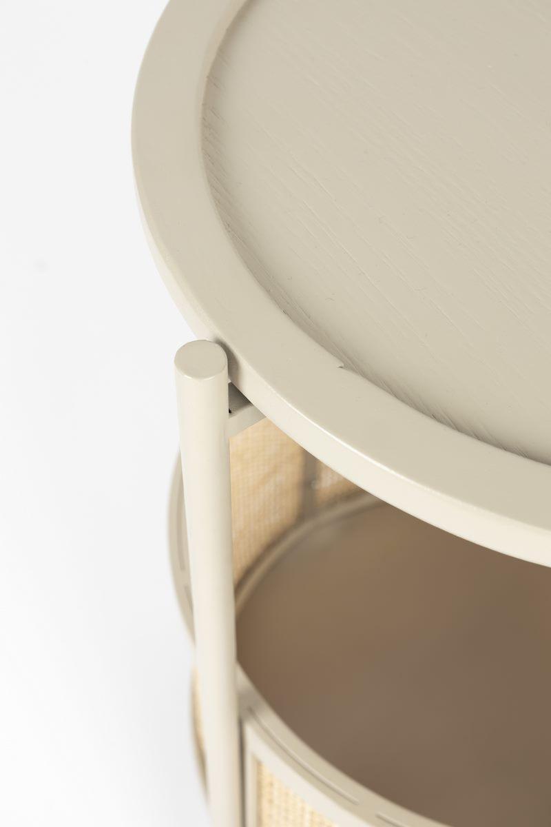 Stolik boczny MAKOTO piaskowy z rattanem White Label Living    Eye on Design