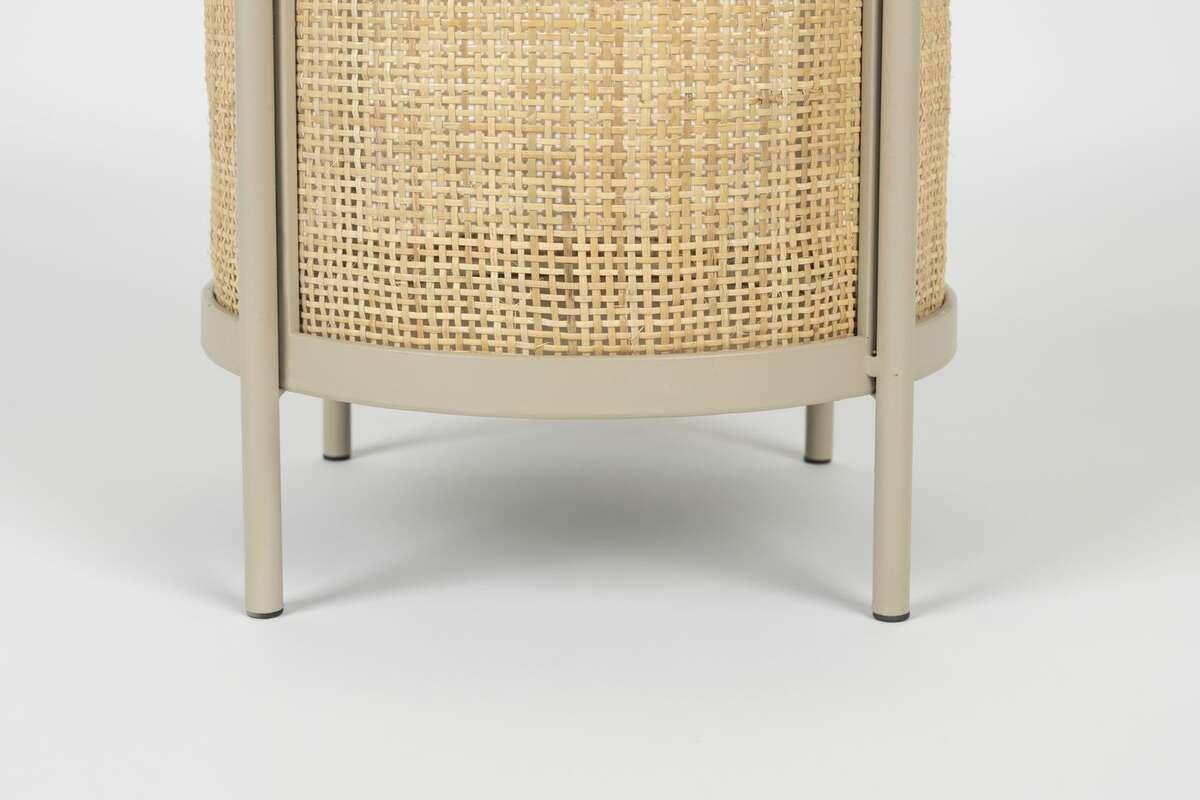 Stolik boczny MAKOTO piaskowy z rattanem White Label Living    Eye on Design