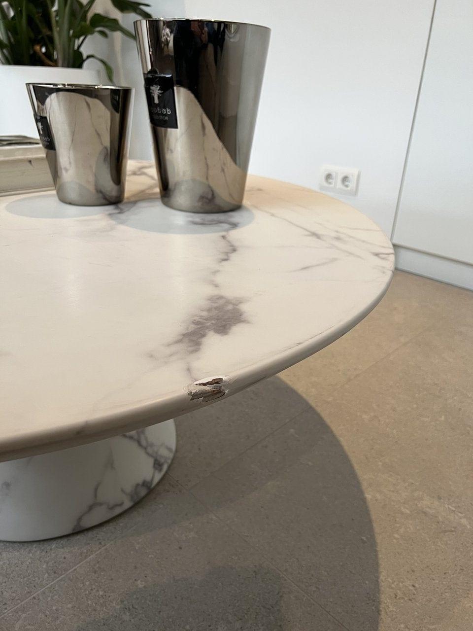 Stolik kawowy DISC MARBLE LOOK biały Pols Potten    Eye on Design