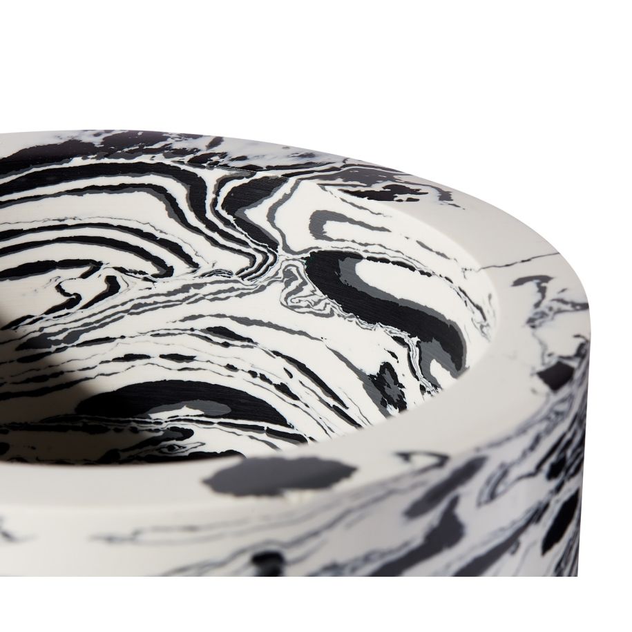 Vase Swirl Black and white marble with a turquoise base [Julia] [Amelia SPR]