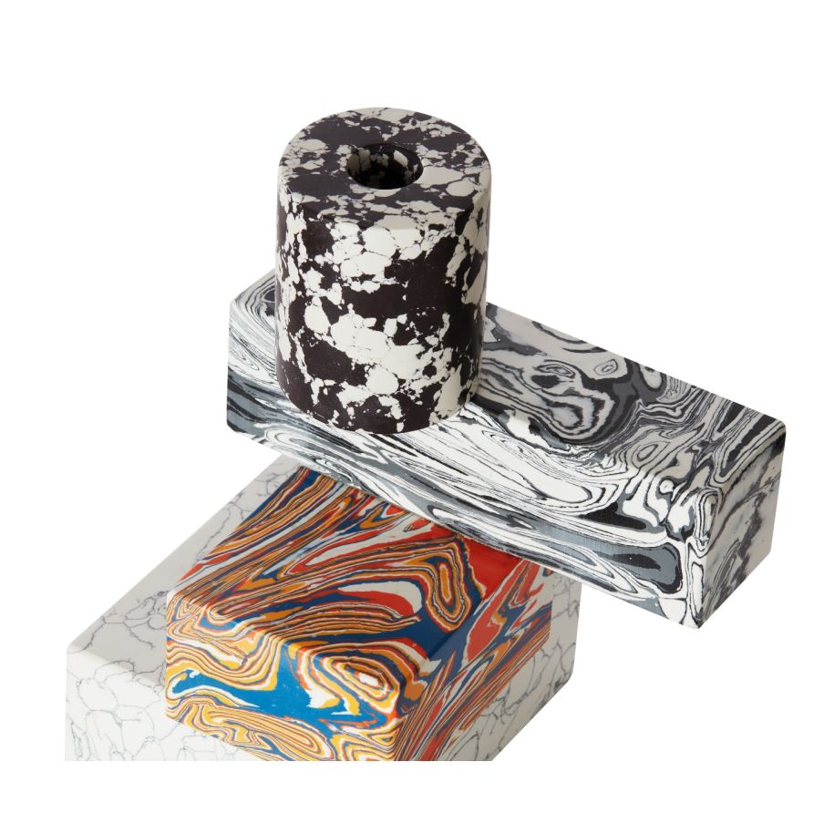 SWIRL candlestick multicolored marble