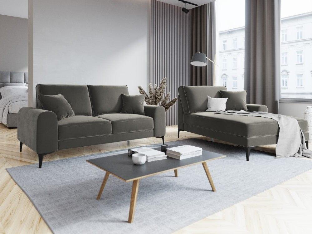 Szezlong aksamitny prawostronny MADARA szary z czarną podstawą Mazzini Sofas    Eye on Design