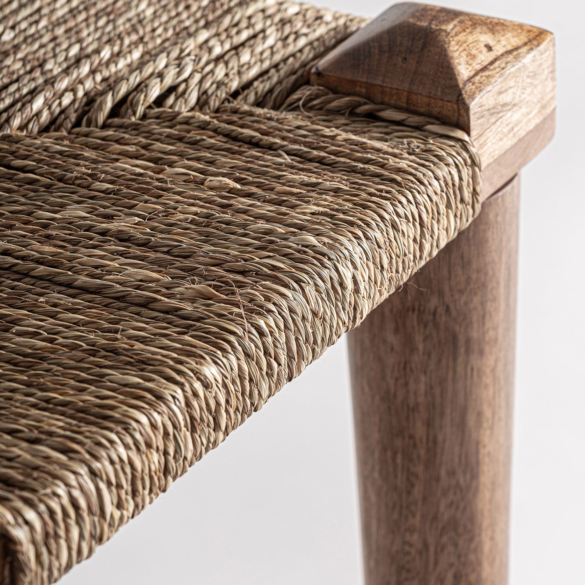 KAAJI Stool in Mango Wood with Jute Seat