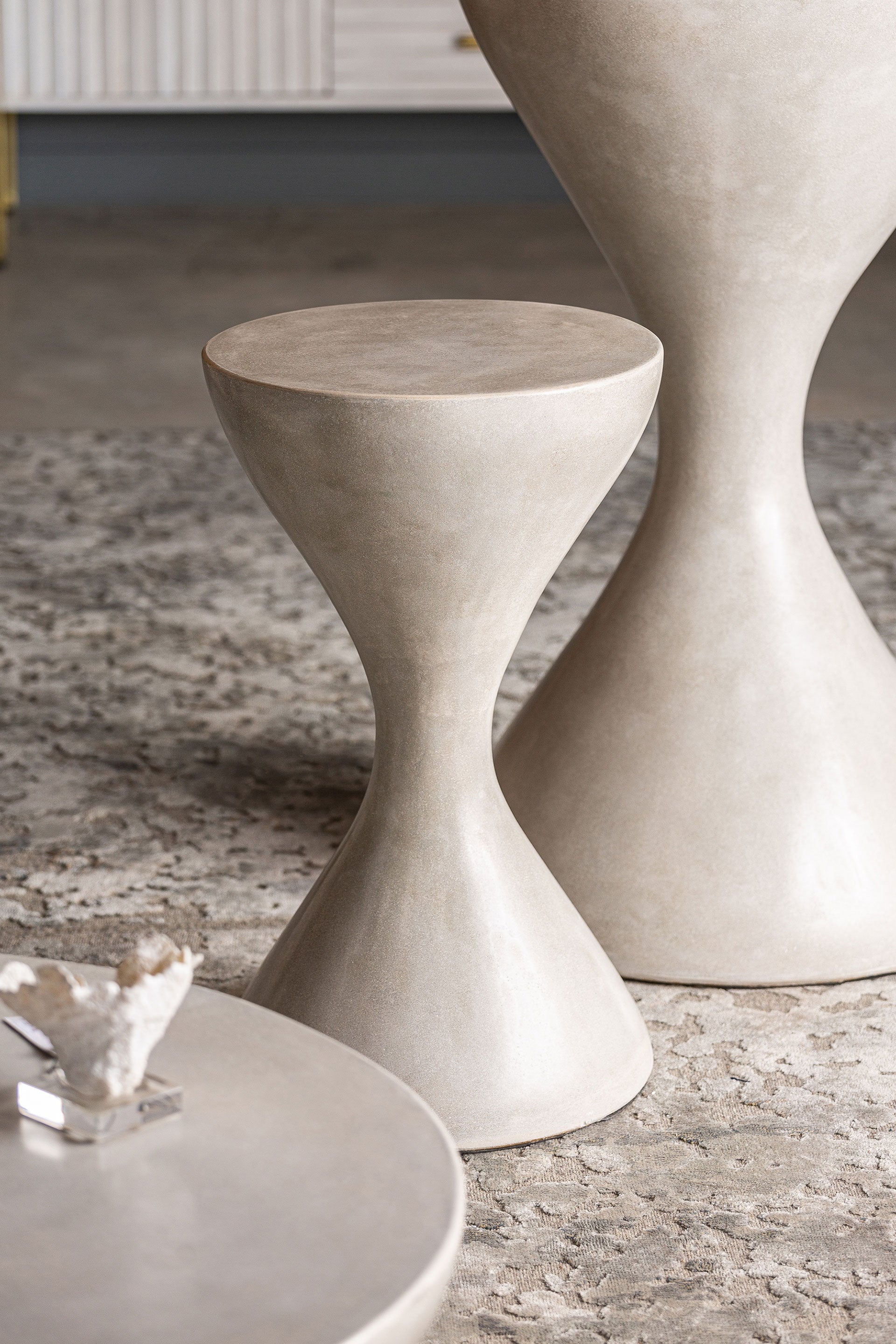 TELFS Gray Hourglass Side Table