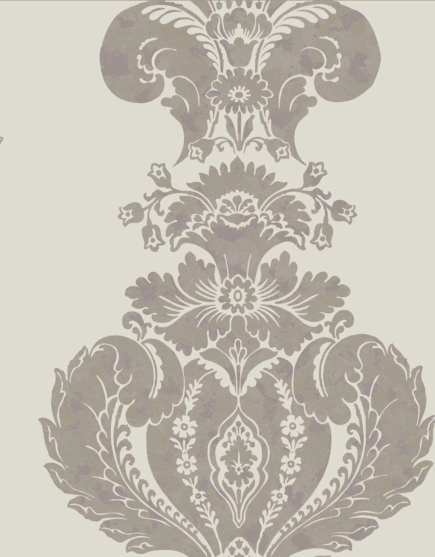 Metallic Wallpaper with Ornaments ALBEMARLE - Baudelaire Metallic Silver