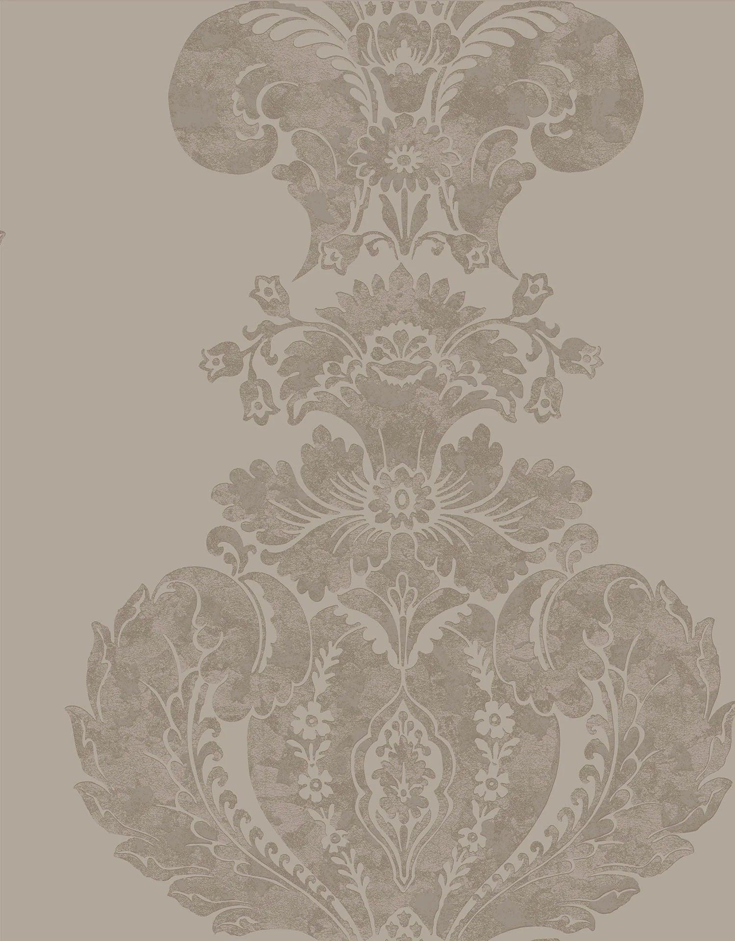 Metallic wallpaper with ornaments ALBEMARLE - Baudelaire metallic gold on beige