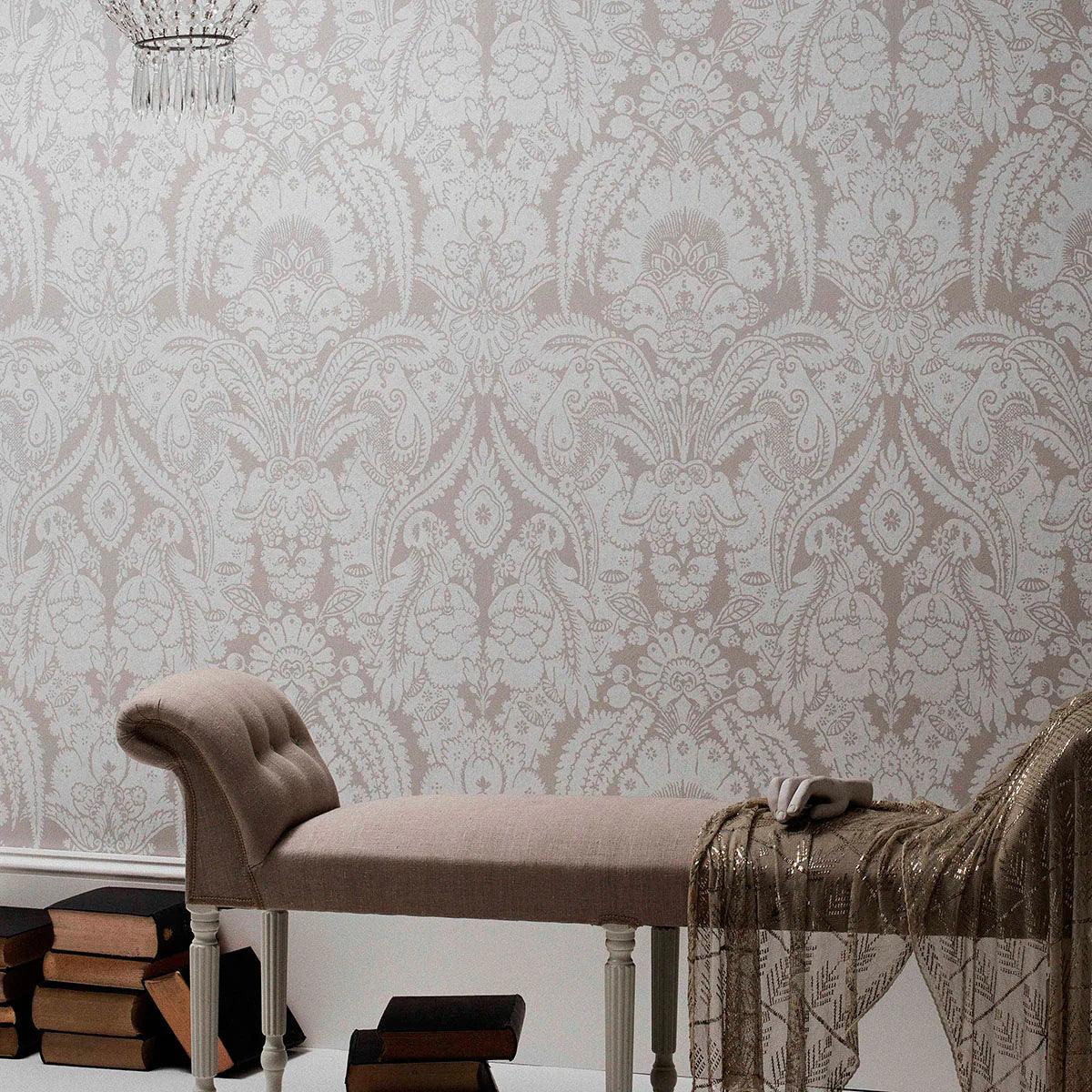 Plant-themed wallpaper with ornaments ALBEMARLE - Chatterton ochre