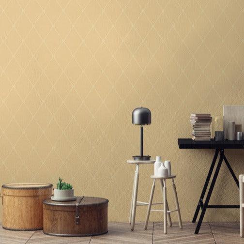 Geometric Pattern Wallpaper in Check ARCHIVE ANTHOLOGY - Large Georgian Rope Trellis Linen