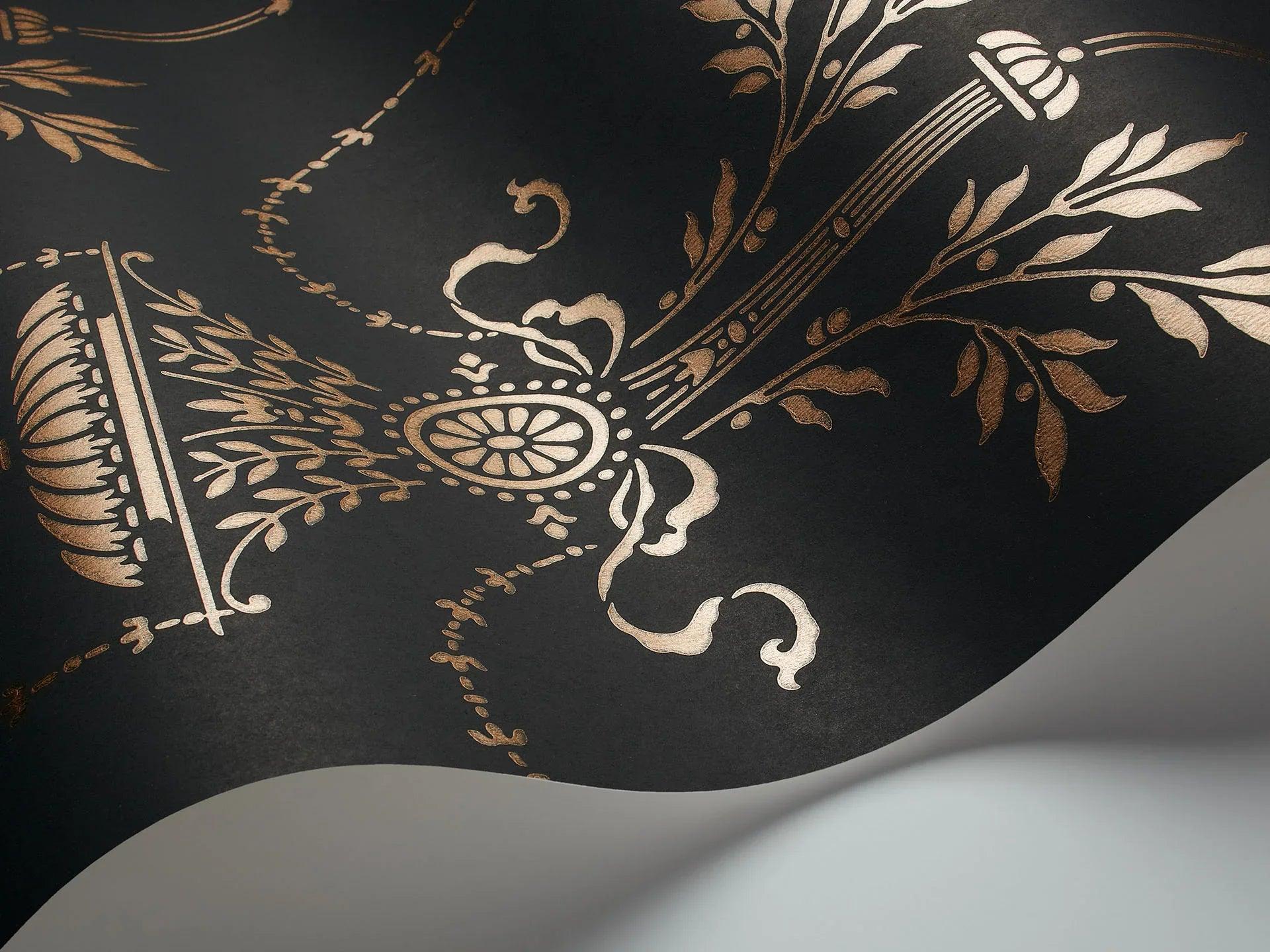 Tapeta ARCHIVE TRADITIONAL - Dorset metaliczny brąz na czarnym Cole & Son    Eye on Design