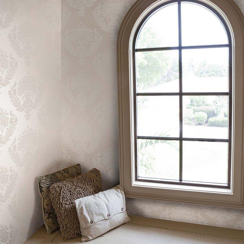 Metallic wallpaper with silk effect ornaments ARCHIVE TRADITIONAL - Sudbury blue