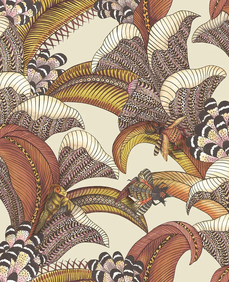 Tapeta ARDMORE JABULA - Hoopoe Leaves terakota na czarnym Cole & Son    Eye on Design