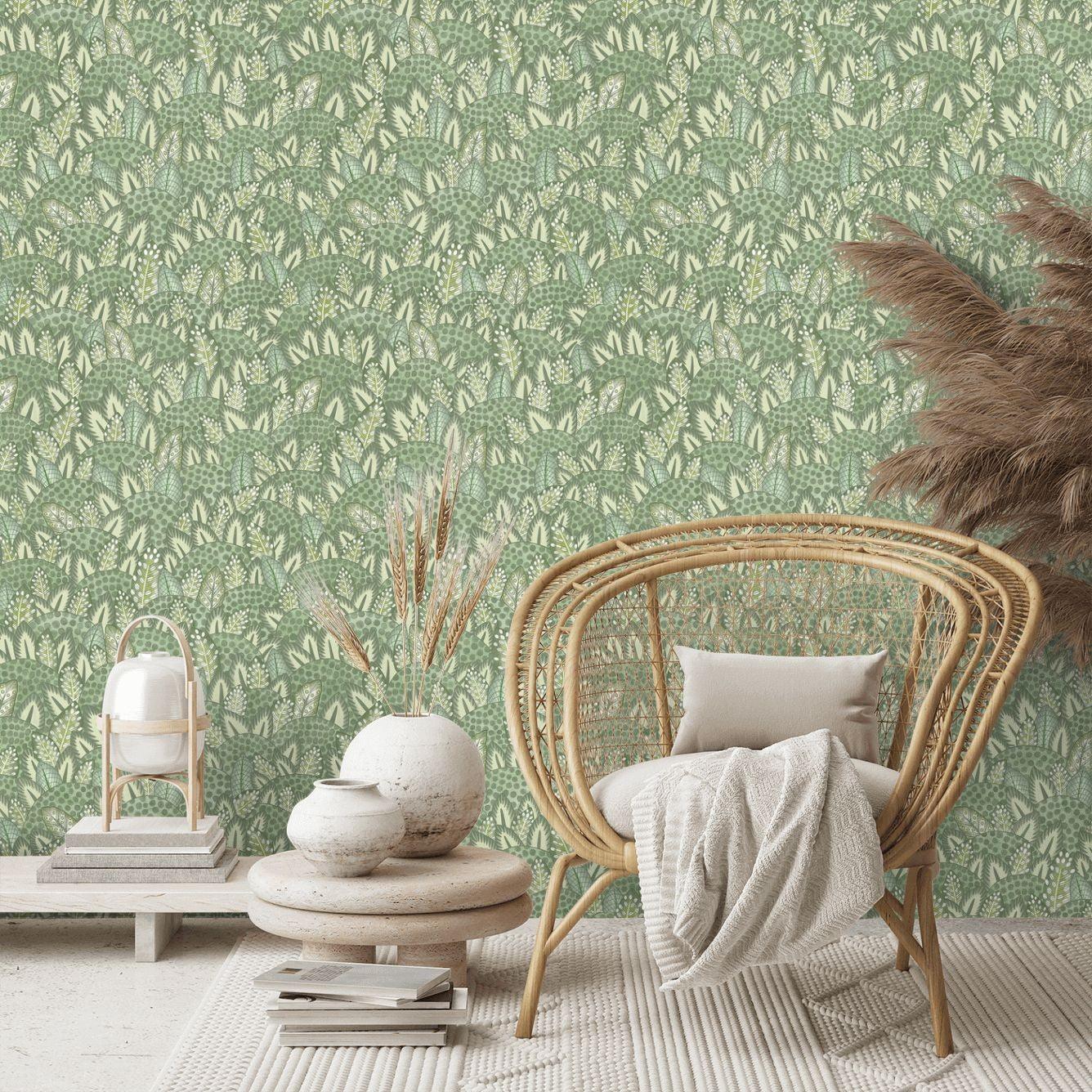 Wallpaper with a plant motif of ARDMORE JABULA - Zulu Terrain gray