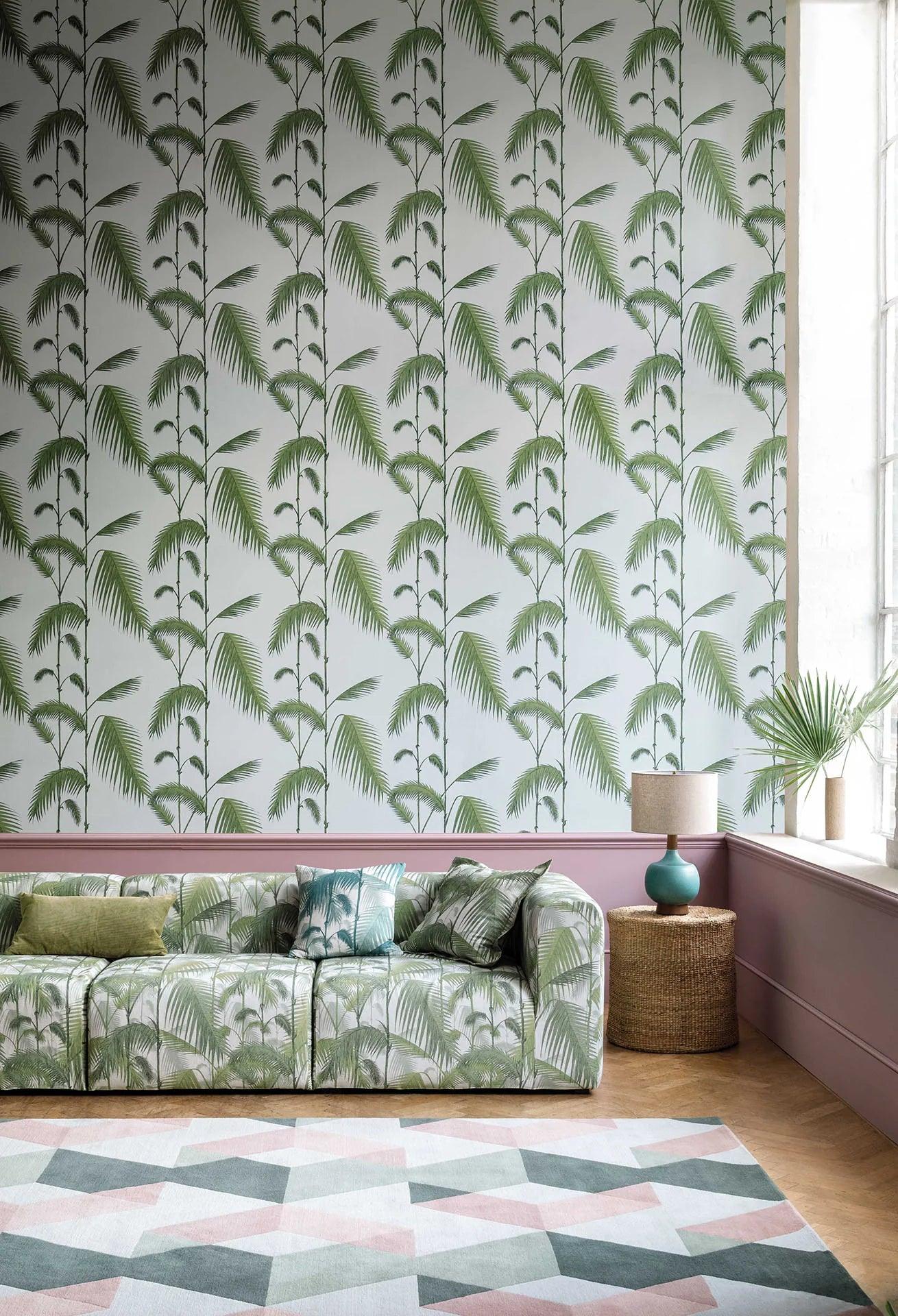 Wallpaper with a plant motif of palm leaves CONTEMPORARY COLLECTION - Palm Leaves gray