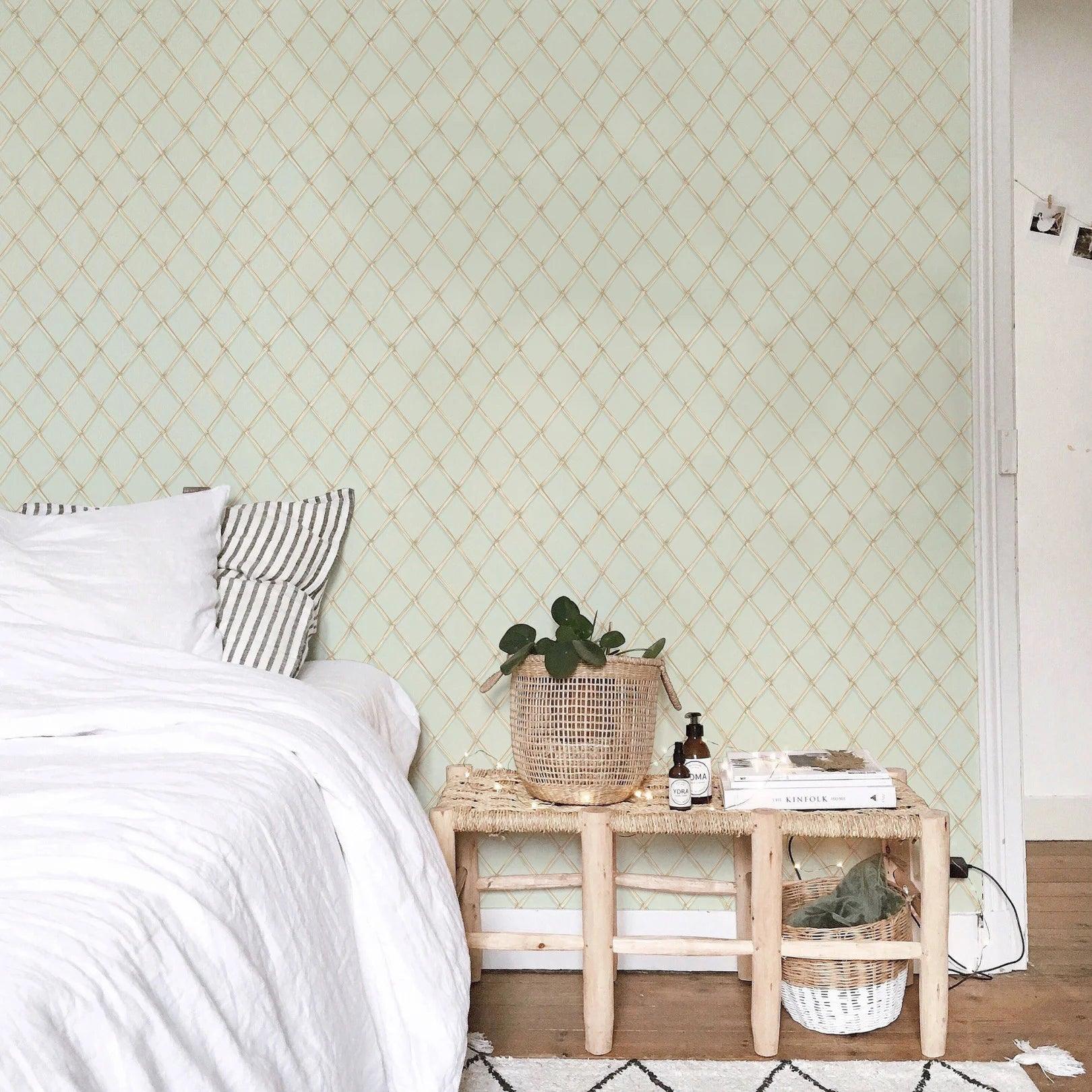 Wallpaper with a geometric checkered pattern FOLIE - Bagatelle ochre