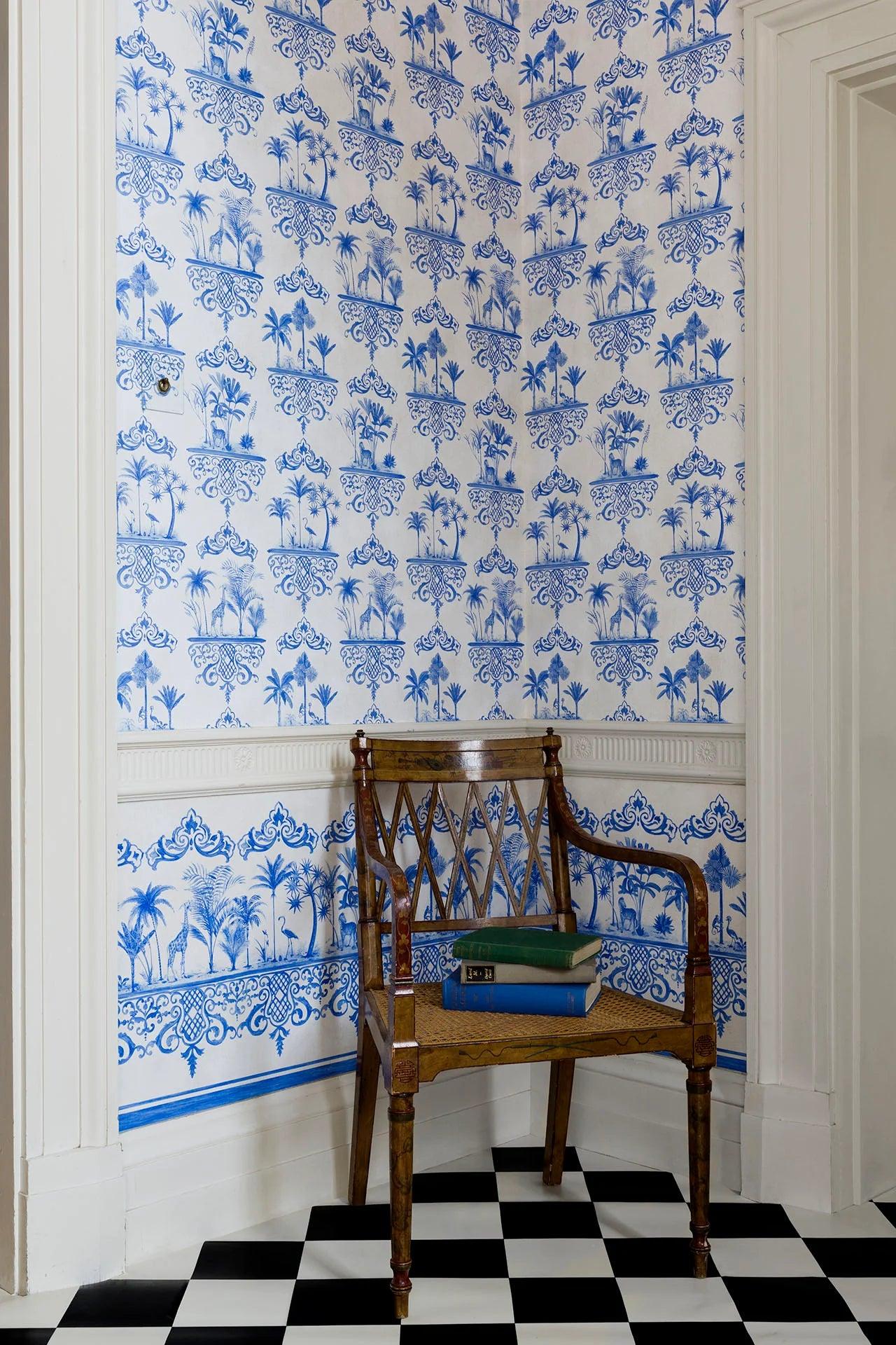 Wallpaper border with plant and animal motif FOLIE - Rousseau Border green