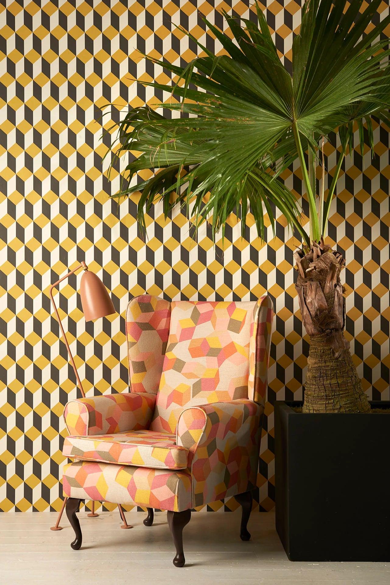 Art Deco Geometric Pattern Wallpaper GEOMETRIC II - Delano Pink