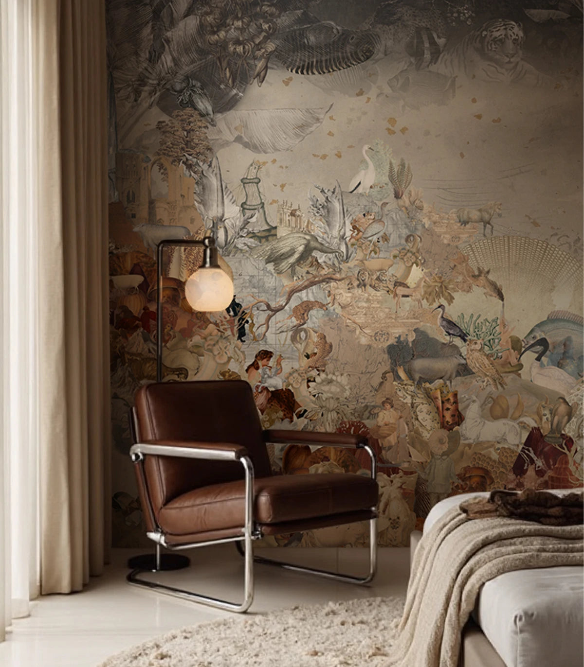 Tapeta flizelinowa z motywem zwierzęcym KINGDOM OF ALL CREATURES SEPIA beige mit Bronze