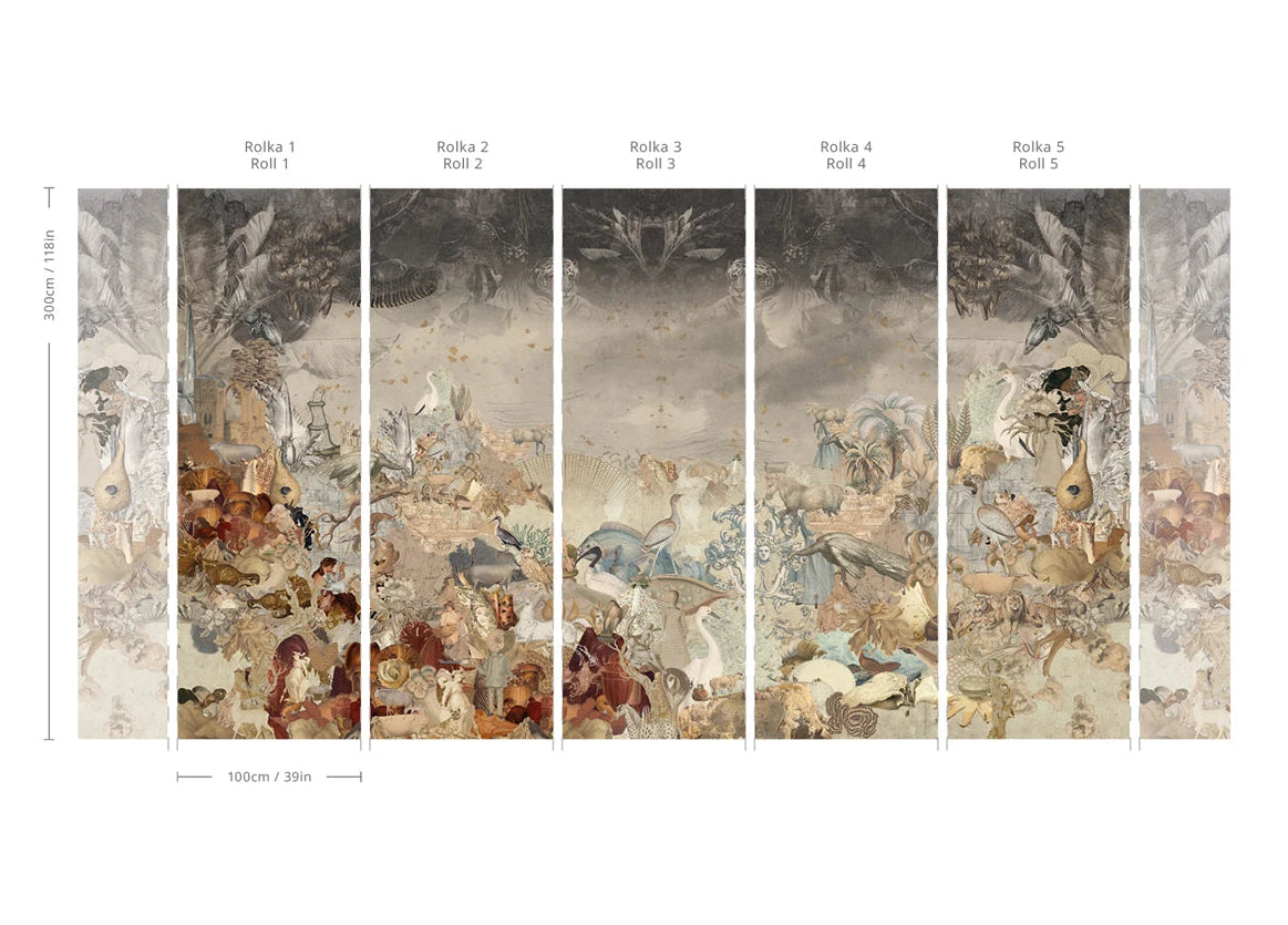 Tapeta flizelinowa z motywem zwierzęcym KINGDOM OF ALL CREATURES SEPIA beige mit Bronze