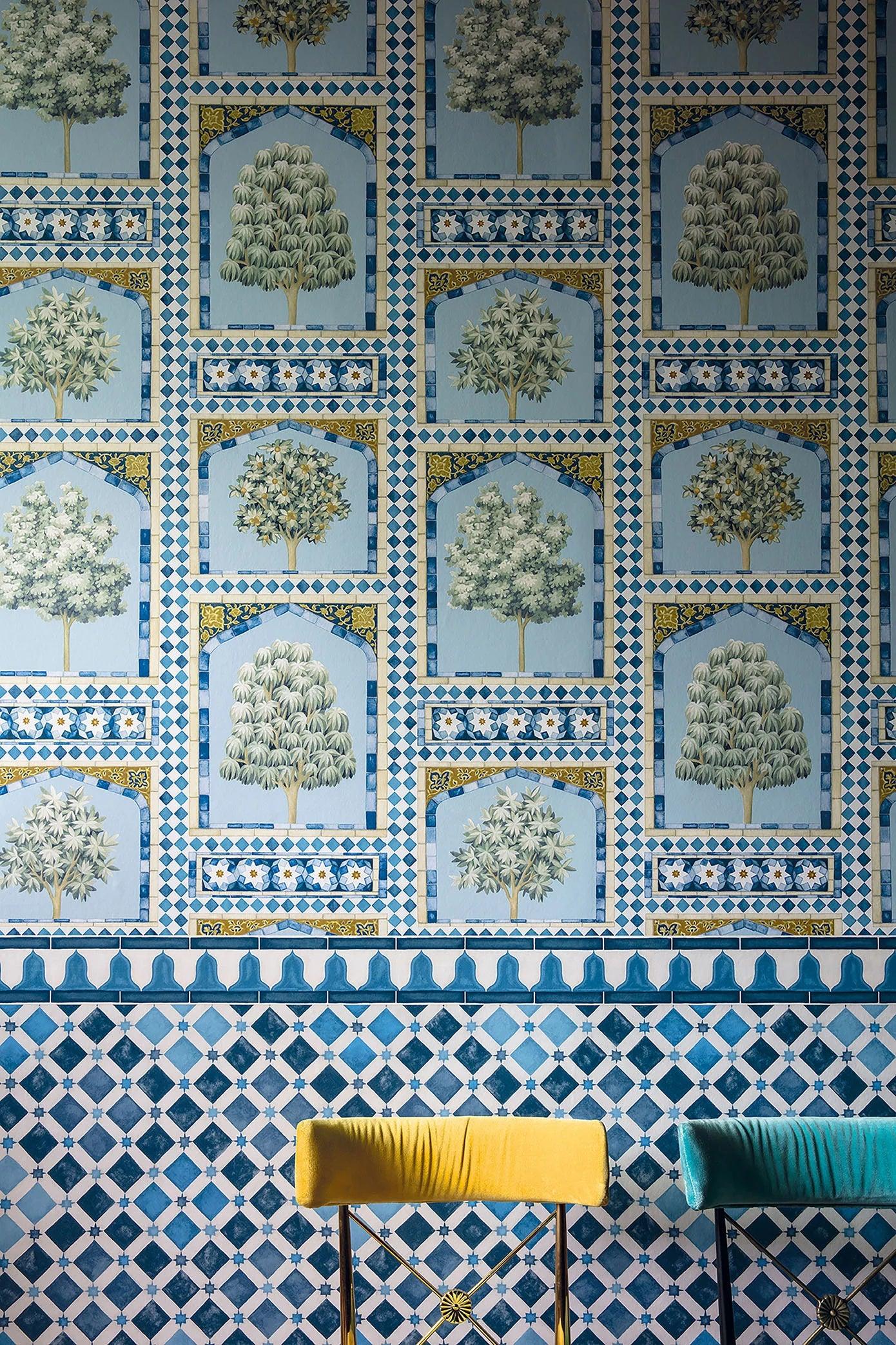 Wallpaper border with an oriental pattern MARTYN LAWRENCE BULLARD - Zellige Border gray-beige