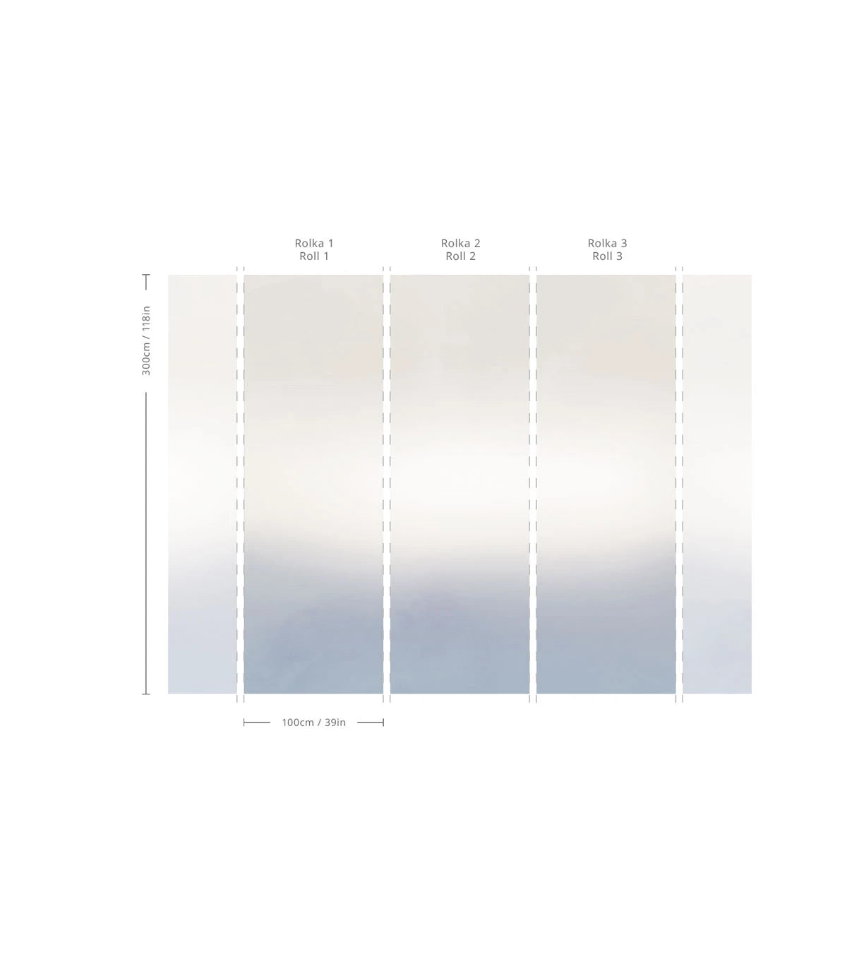 Ombre Mist Gradient Wallpaper in Cool Blue with Gray