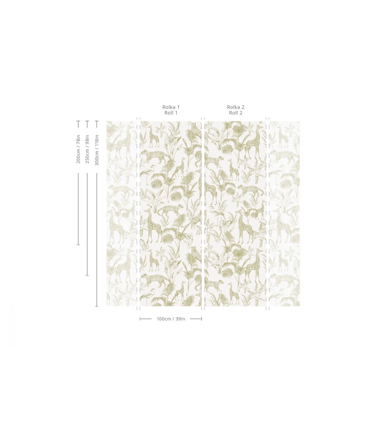 Safari Green Animal Print Wallpaper Beige with Green